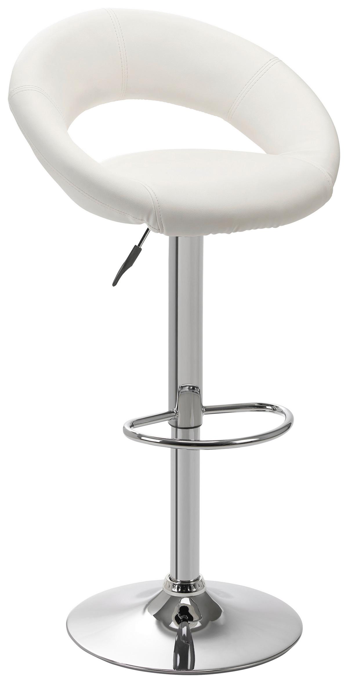 Barhocker in Weiß - Chromfarben/Weiß, KONVENTIONELL, Holz/Kunststoff (50/82-103/56cm) - Mömax