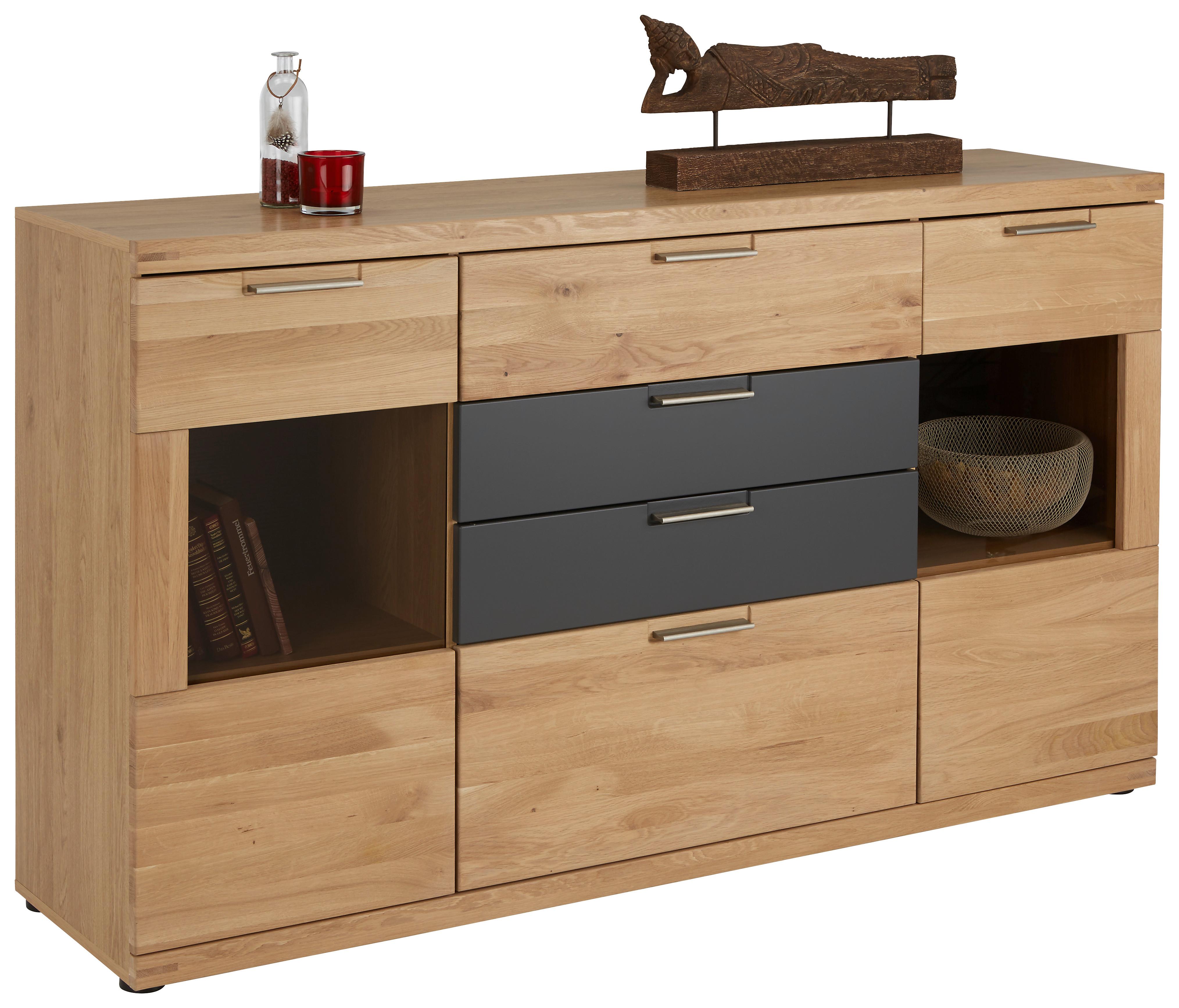 Sideboard in Eichefarben - Eichefarben/Graphitfarben, KONVENTIONELL, Holz/Holzwerkstoff (165/94/42cm) - Zandiara