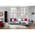 Hocker in Hellgrau - Chromfarben/Hellgrau, MODERN, Textil/Metall (64/43/92cm) - PREMIUM LIVING