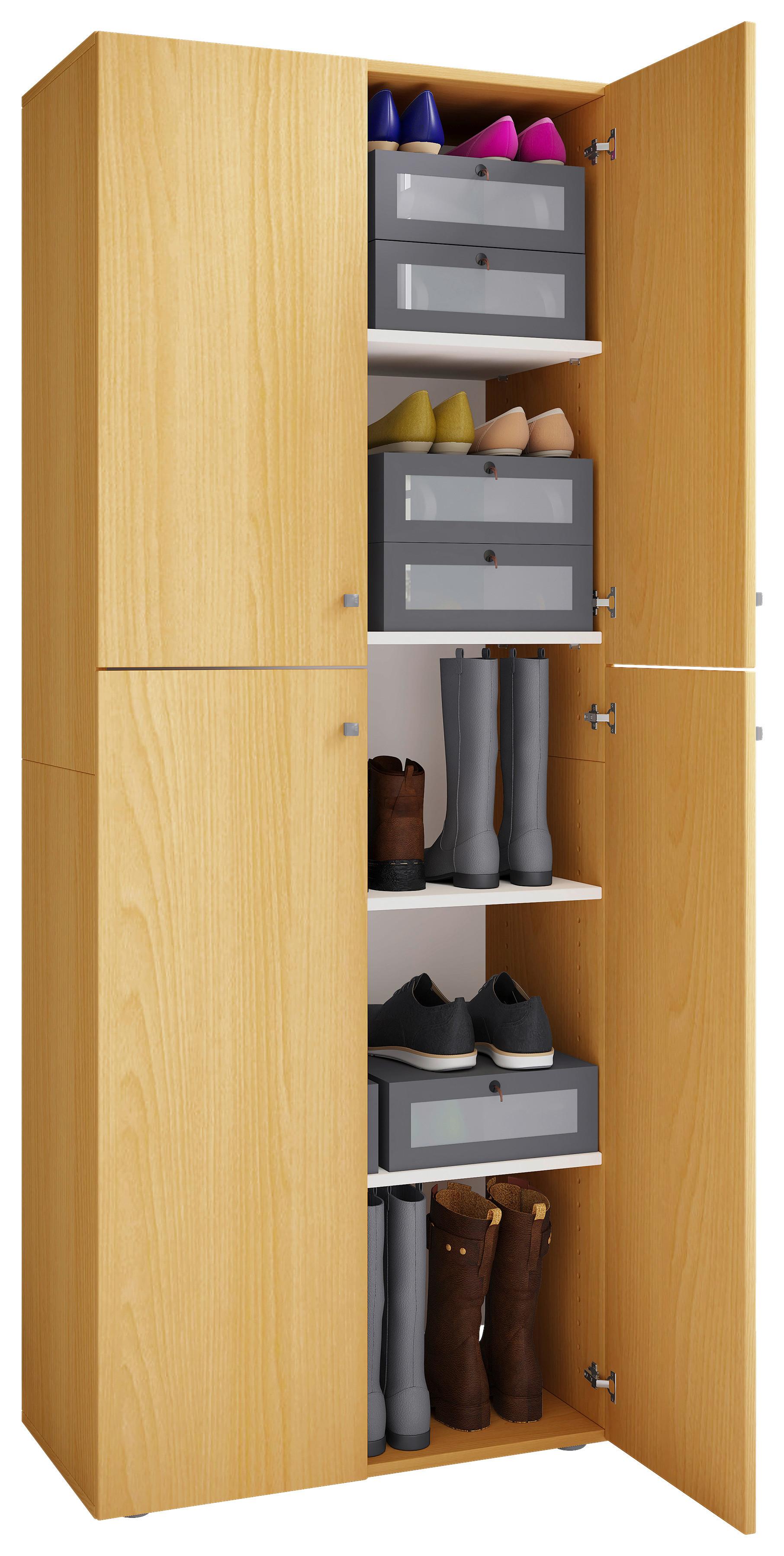 Schuhschrank Lona ca.70x182x37cm Buchefarben - Silberfarben/Buchefarben, KONVENTIONELL, Holzwerkstoff/Kunststoff (70/182/37cm) - MID.YOU