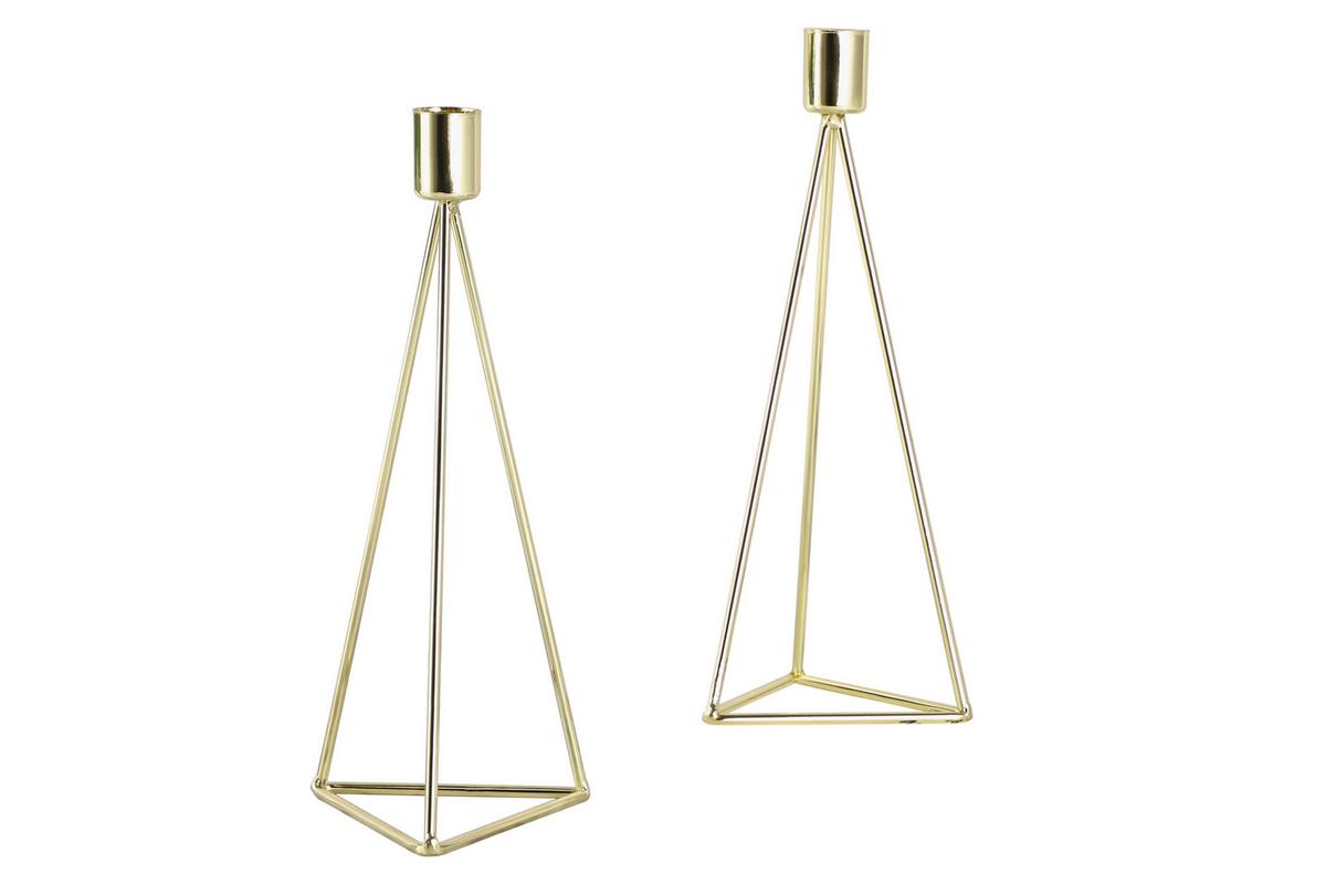 Kerzenhalter-Set Retro Design Goldfarben 2-teilig - Goldfarben, Basics, Metall (9,5/24,2cm) - Echtwerk