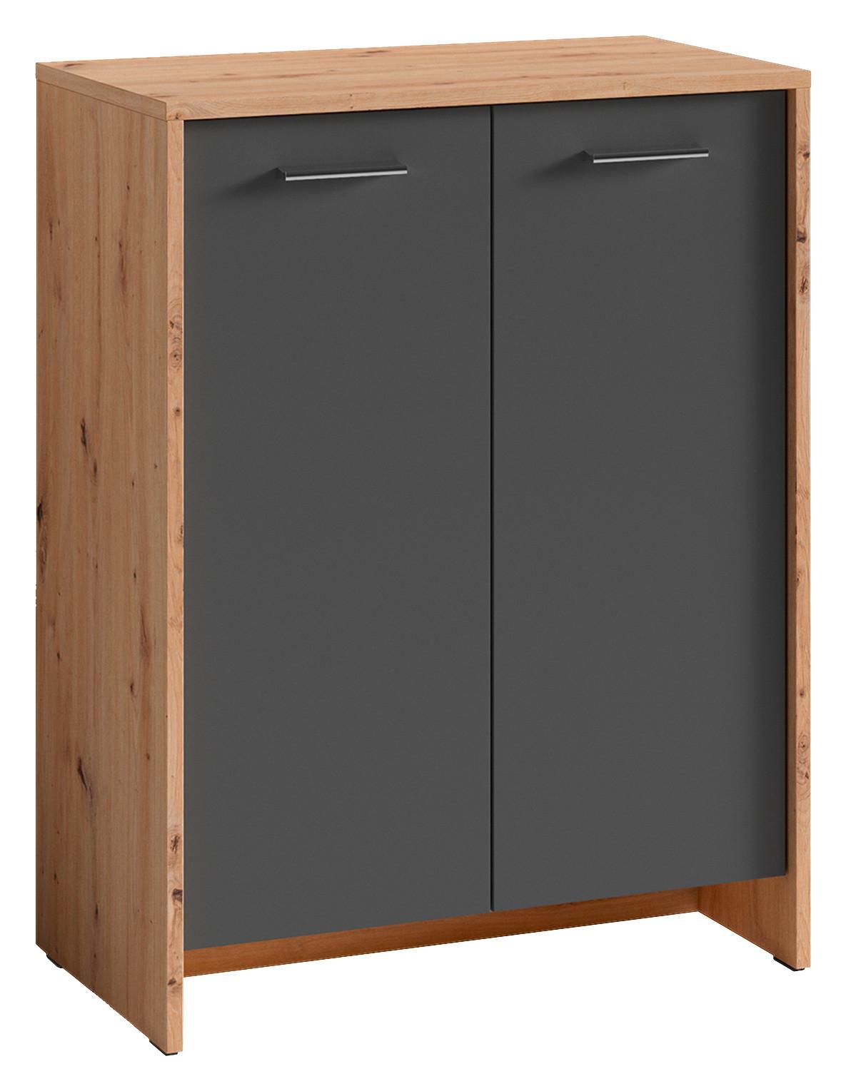 Schuhschrank Ben Anthrazit - Anthrazit/Eiche Artisan, MODERN, Holzwerkstoff/Kunststoff (63/83/35cm) - MID.YOU