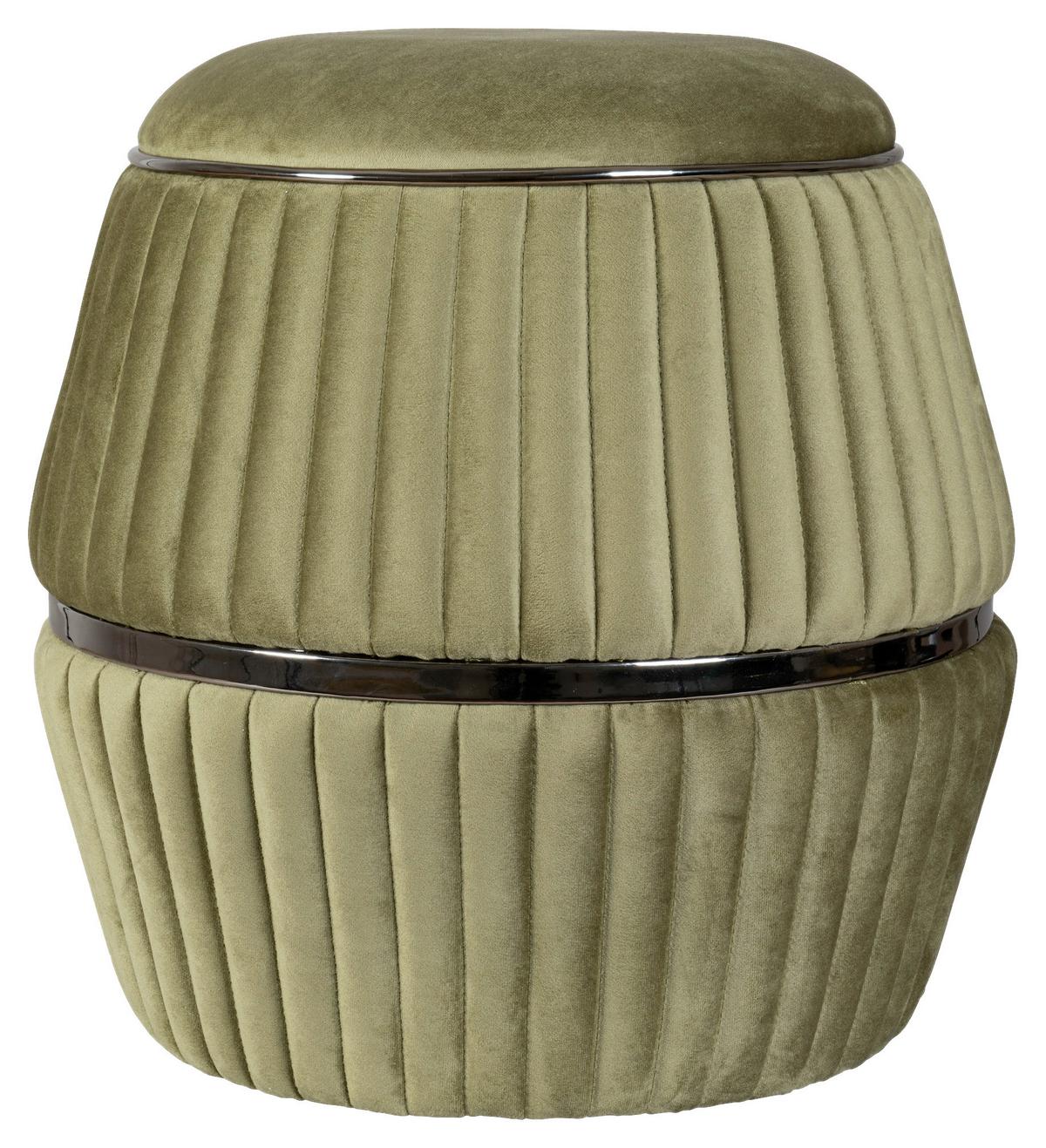 HOCKER DORIC 225 - Graphitfarben/Grün, Design, Textil (51,5/53cm) - Kayoom