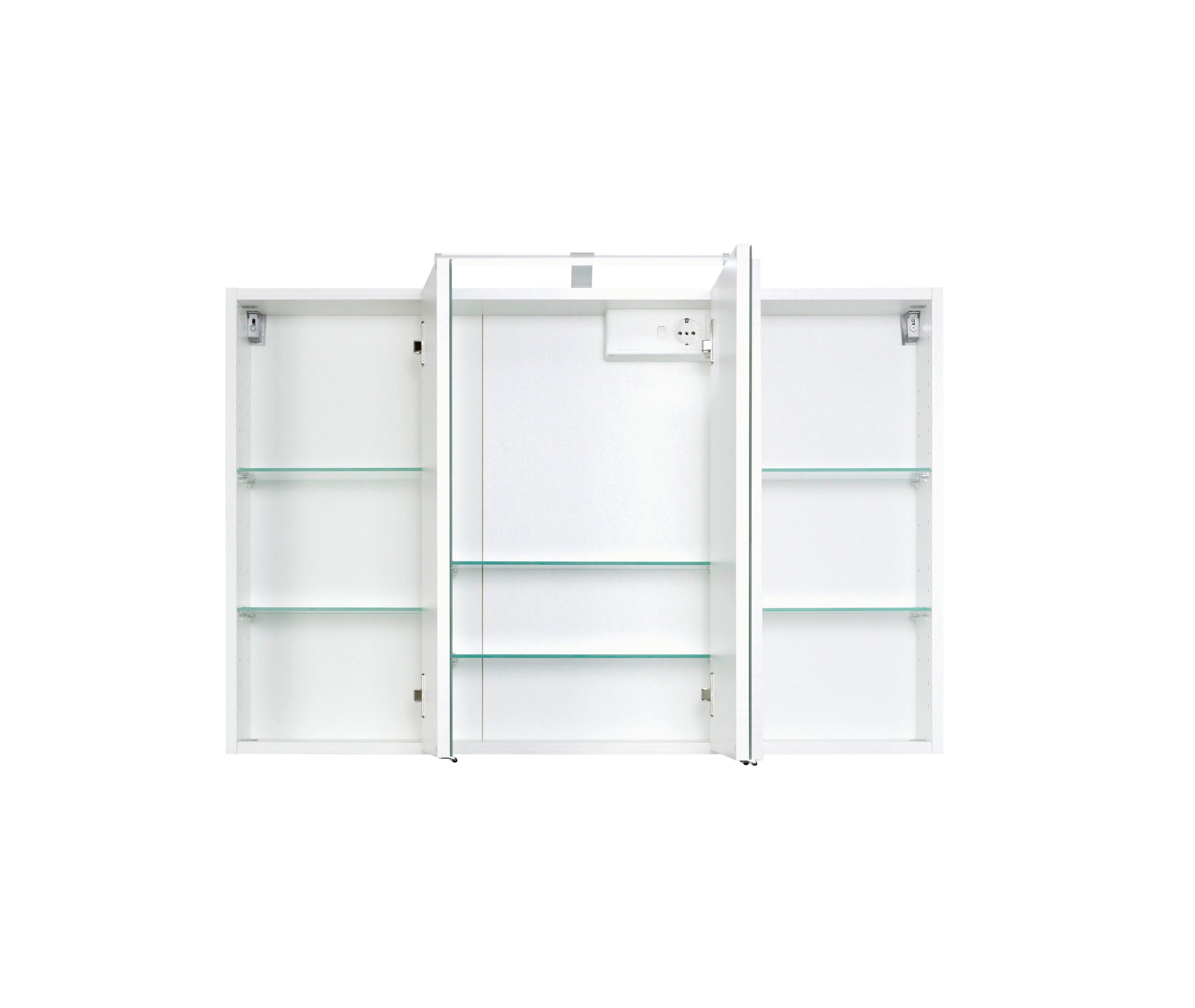 Spiegelschrank Multi in Weiß mit LED - Chromfarben/Weiß, MODERN, Glas/Holzwerkstoff (100/64/20cm)