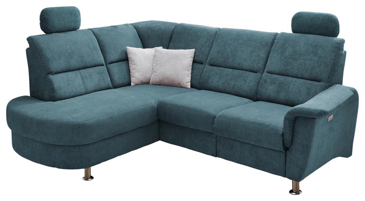 Wohnlandschaft Parole Denim Mikrofaser - Chromfarben, KONVENTIONELL, Textil/Metall (184/231cm) - Livetastic