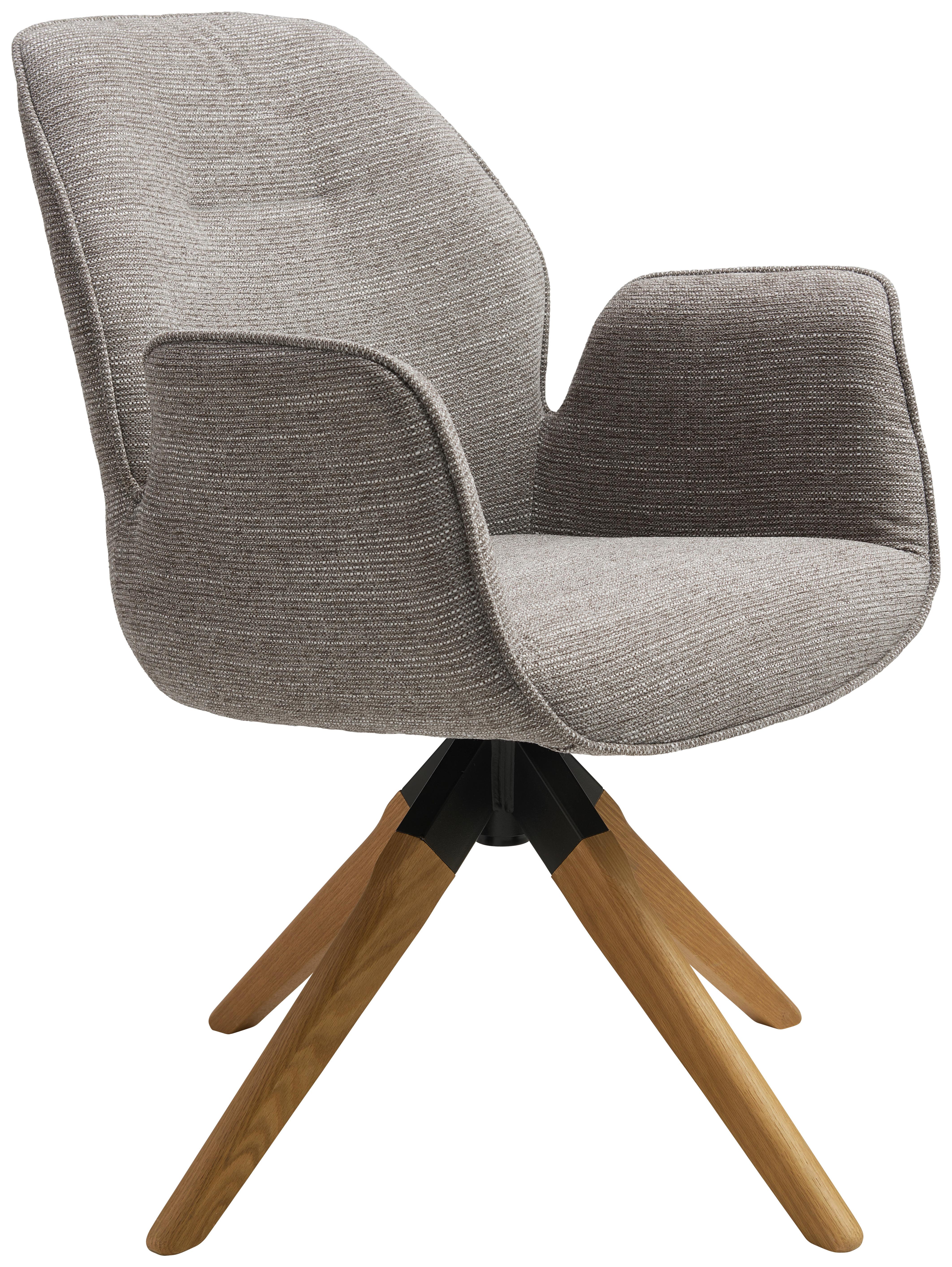 KRZESŁO Z PODŁOKIETNIKAMI SAVONA - kolor naturalny/szary, Modern, drewno/tkanina (61/84/62cm) - MID.YOU