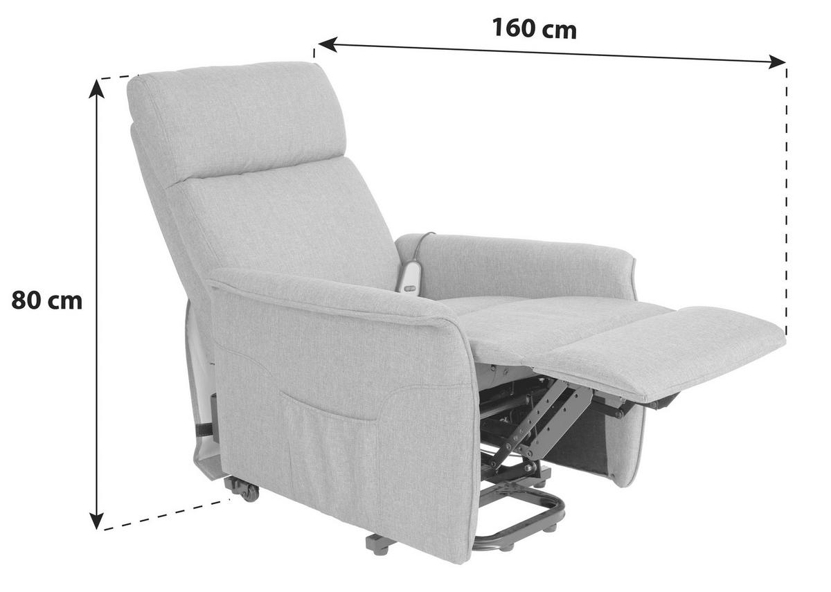 Tv-fotelj Graham, Siva, Električno Nastavljiv - temno siva/siva, Konvencionalno, kovina/tekstil (66/80-97/90-159,5cm) - Modern Living