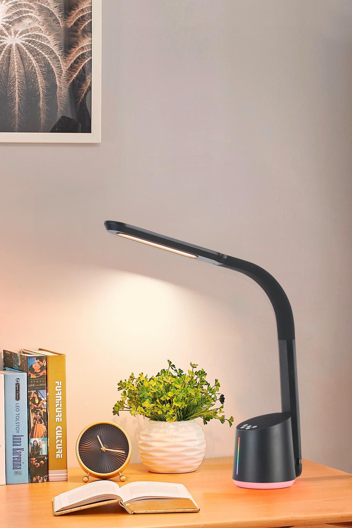 Lampă de birou cu LED Teodoro - negru, Modern, plastic (12/39/42cm) - Premium Living