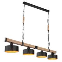 Hängeleuchte Rielly max. 60 Watt - Dunkelbraun/Goldfarben, Natur, Holzwerkstoff/Kunststoff (140/25/120cm) - Globo
