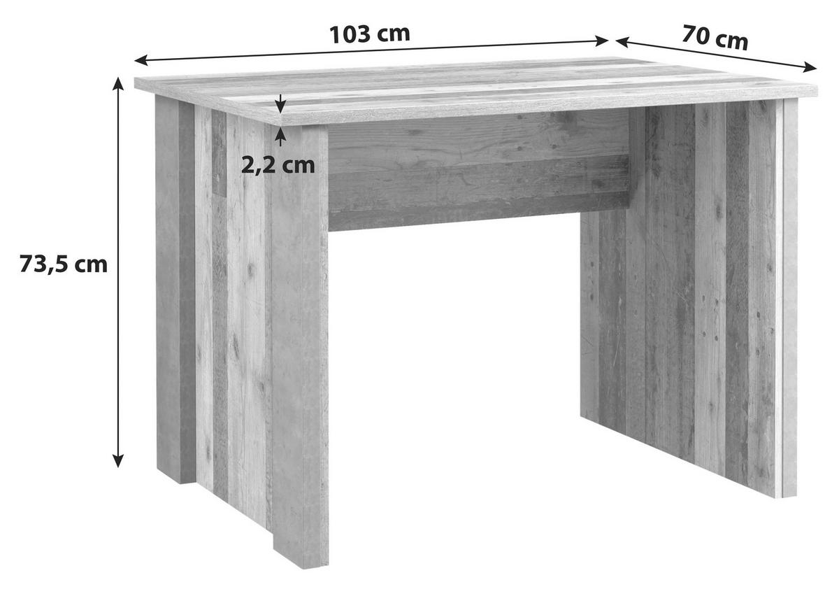 Pisalna Miza Cliff, Barva Hrasta, Temno Siva - temno siva/barve hrasta, Konvencionalno, kovina/umetna masa (103/70/73.5cm) - MID.YOU