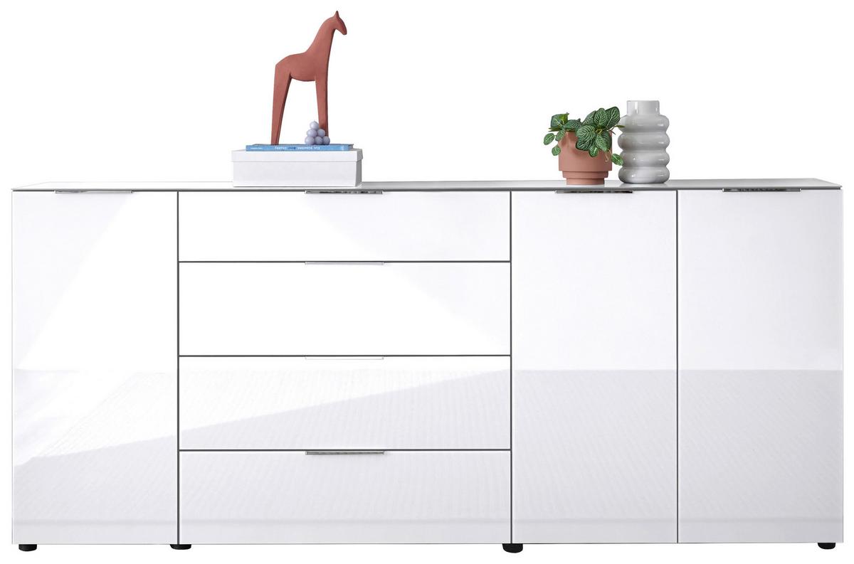 Sideboard Siena Weiss - Chromfarben/Weiss, Modern, Glas/Holzwerkstoff (226/99/40cm) - Mömax