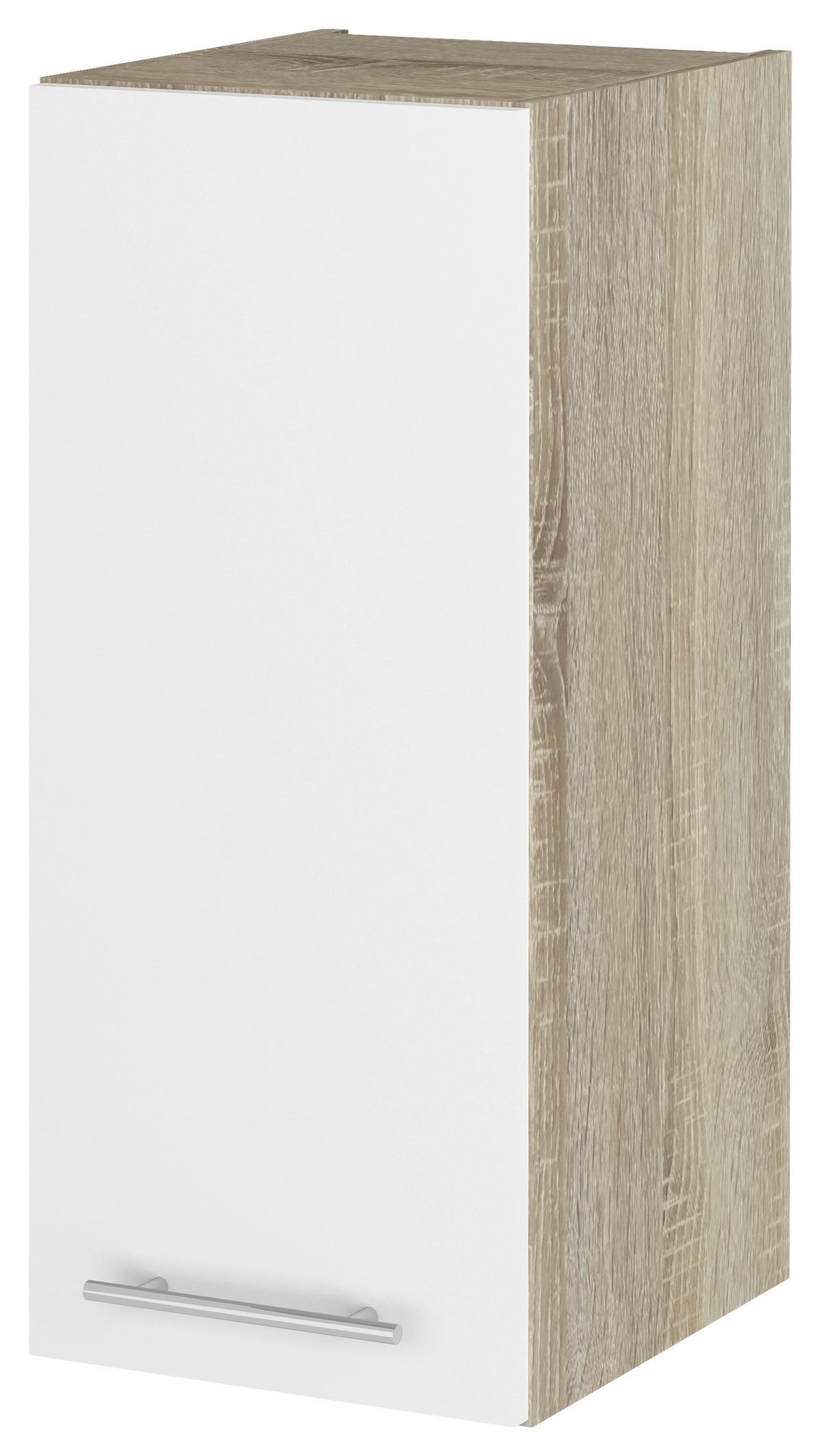 Dulap superior de bucătărie Corina - alb/culoare lemn stejar, Modern (30/72,4/34,6cm) - Based