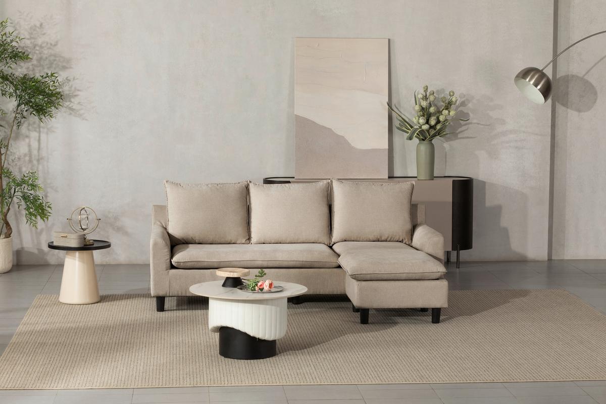 Sedežna Garnitura Milly, Bež - črna/bež, Moderno, umetna masa/tekstil (207/138cm) - P & B