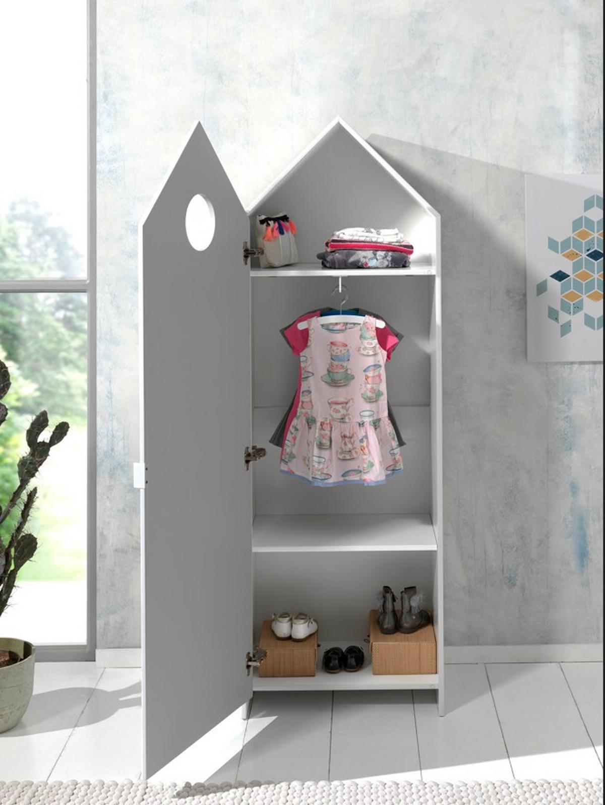Kinderkleiderschrank Casami ca. 58x171x37 cm Weiß/Gelb - Gelb/Weiß, MODERN, Holzwerkstoff/Metall (57,6/171,3/37cm) - MID.YOU