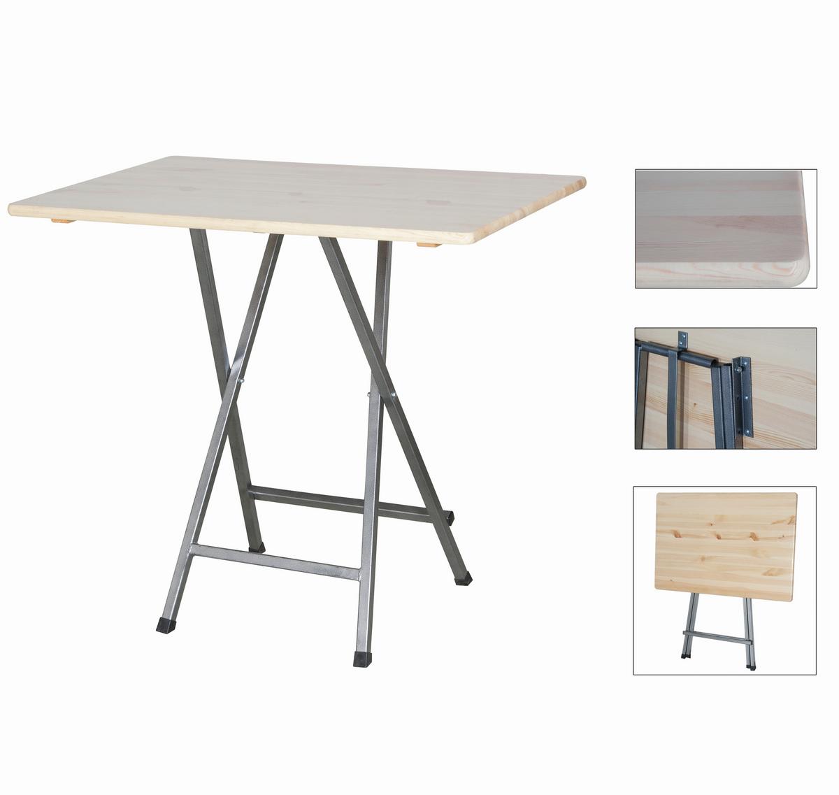 Stehtisch Echtholz/Grau - Naturfarben/Grau, MODERN, Holz/Metall (80/120/118cm) - Gardenson