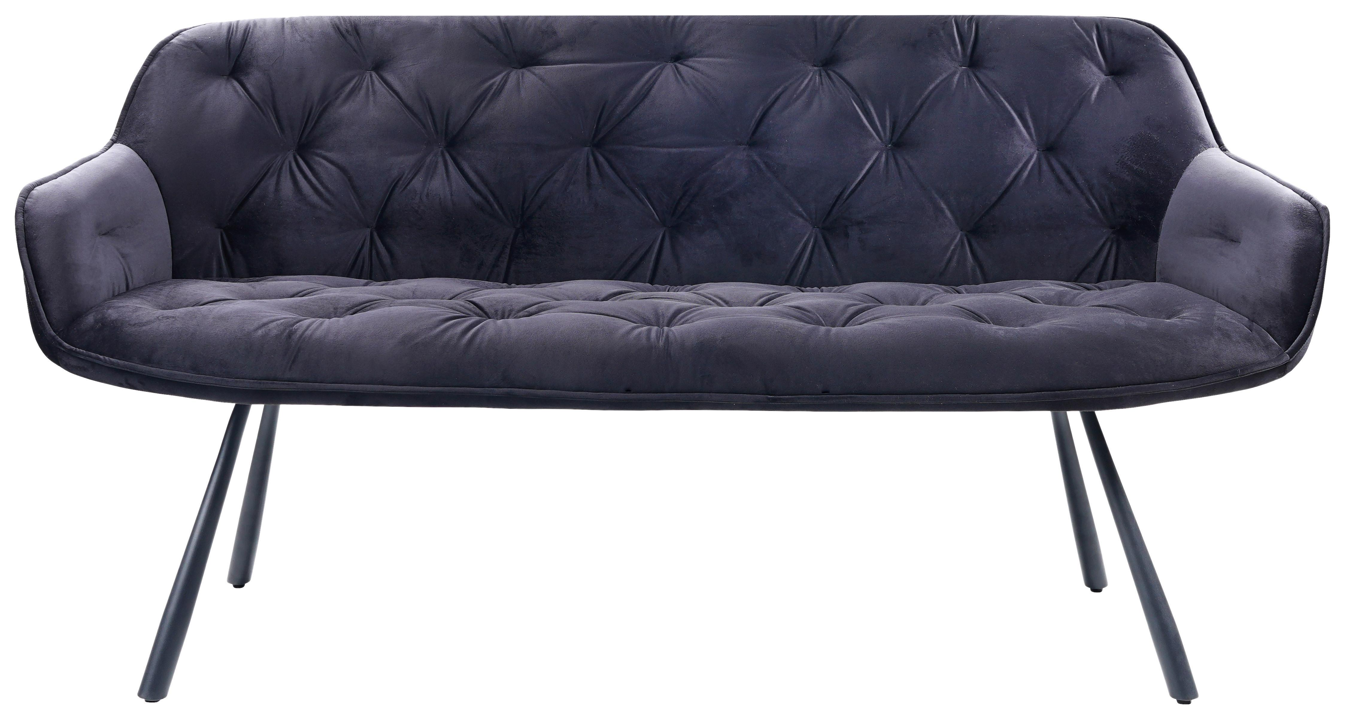 Sitzbank Eileen in Schwarz - Schwarz, MODERN, Textil/Metall (171/88/65cm) - Based