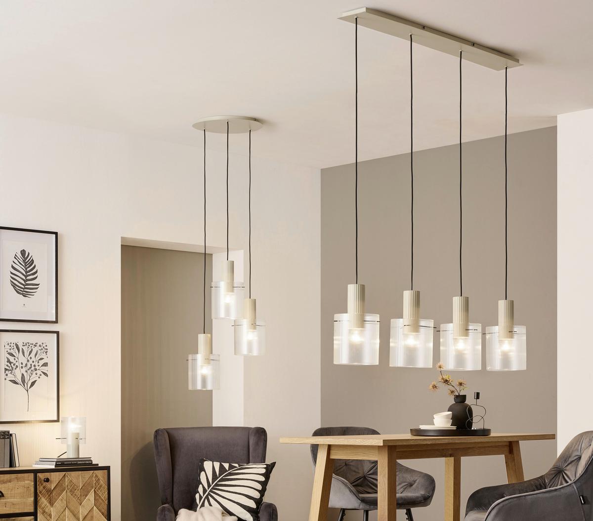 LAMPA WISZĄCA 70138A09 GÖTEBORG - beżowy/przezroczysty, Konventionell, metal/szkło (123/18/150cm) - Dieter Knoll