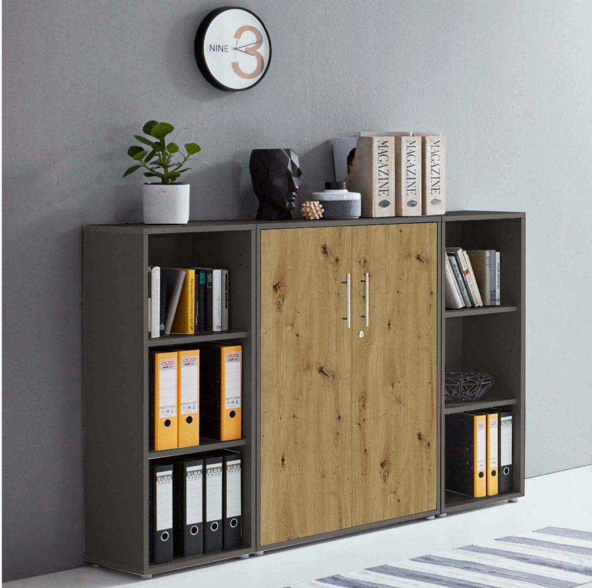 AKTENSCHRANK OFFICE EDITION - SW SET 2 - Anthrazit/Eiche Artisan, MODERN, Holzwerkstoff (172,6/113,6/33cm) - MID.YOU
