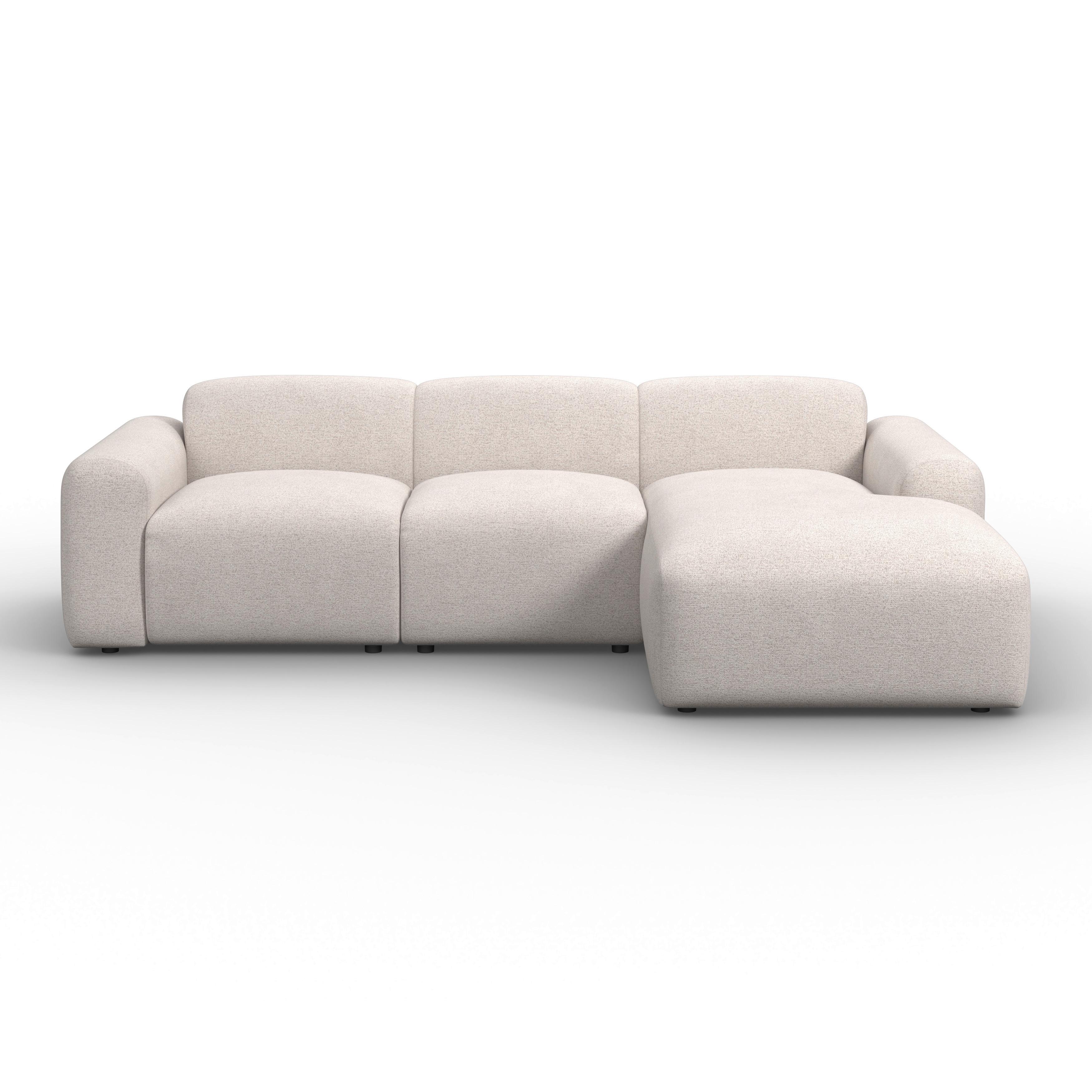 Wohnlandschaft Marlo Chenille Creme - Creme/Schwarz, MODERN, Holz/Kunststoff (263/66/162cm) - Bessagi Home