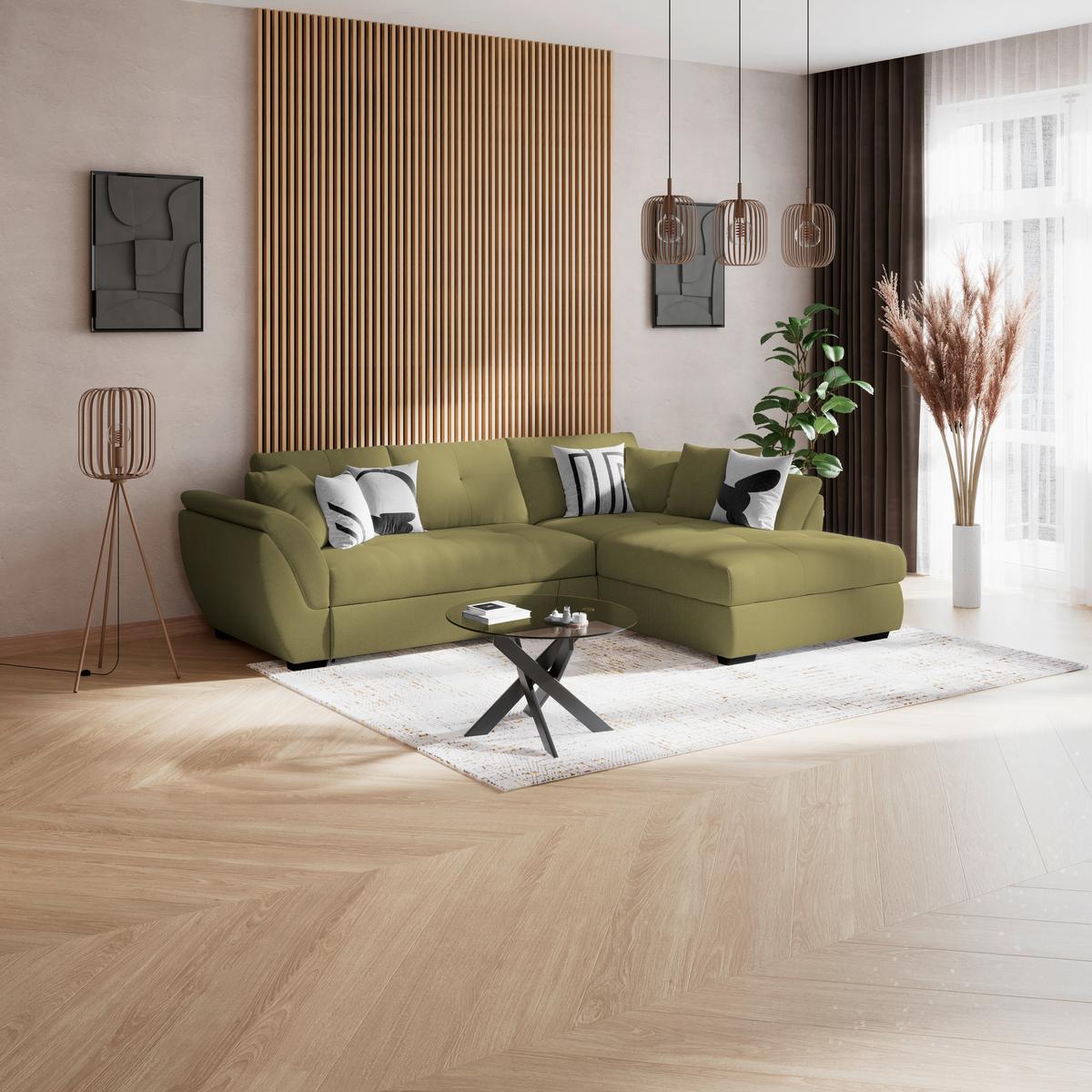 Kutna Garnitura Berisso - zelena/crna, Konvencionalno, tekstil (278/187cm) - Ondega