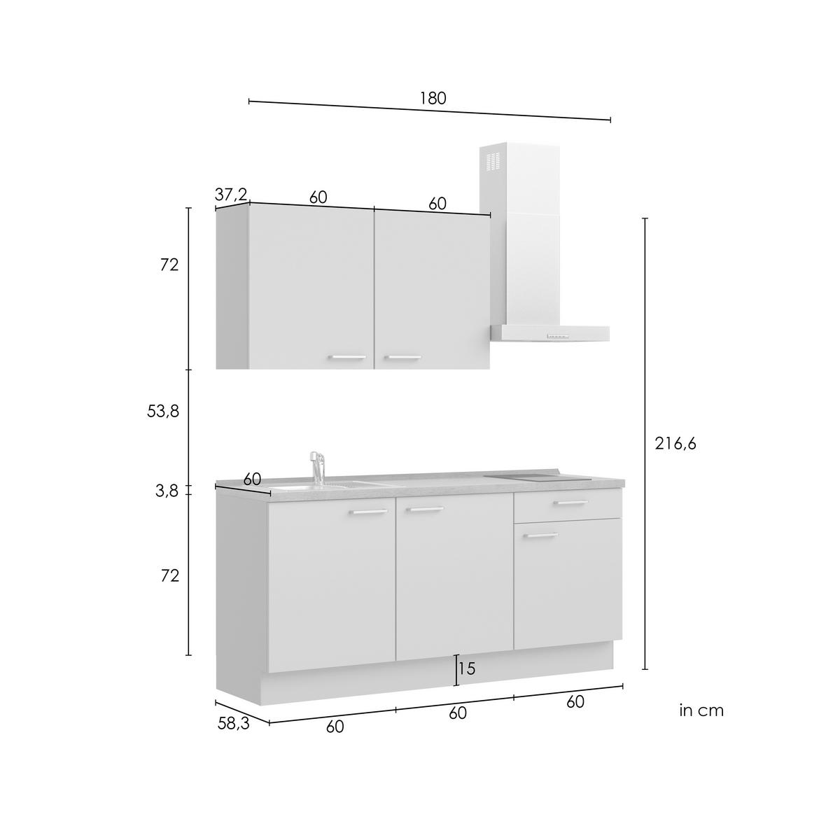 Küchenleerblock Senso Low o. Geräte Olivgrün - Eichefarben/Schwarz, MODERN, Holzwerkstoff/Metall (180cm) - Nobilia