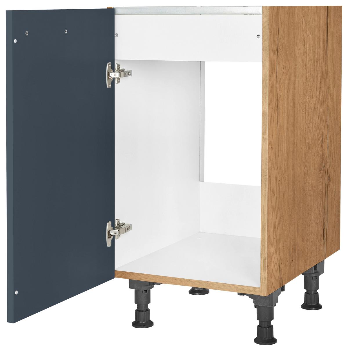 Spülenunterschrank Easytouch Blau - Blau/Eichefarben, MODERN, Holzwerkstoff/Metall (45/87/56cm) - Nobilia