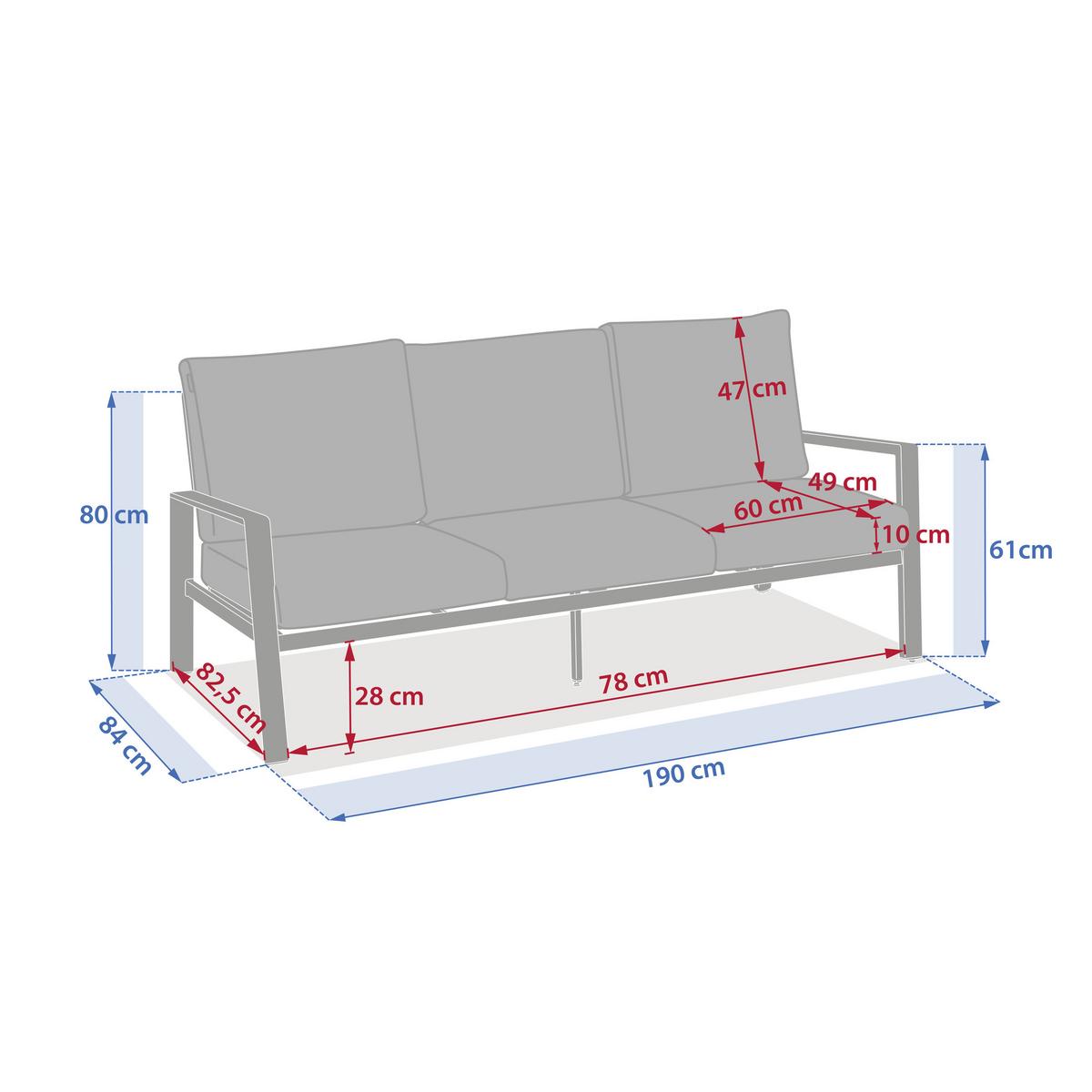 Set grădină Luzane - crem, Basics, metal/textil (291,5/87/152cm)