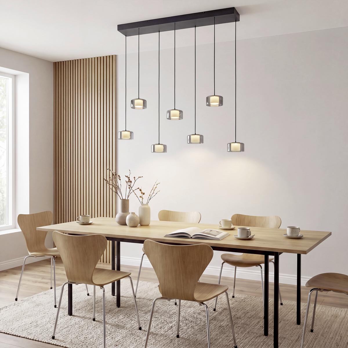 LAMPA WISZĄCA LED 2115-18 - czarny, Design, tworzywo sztuczne/metal (126/21/180cm) - Paul Neuhaus