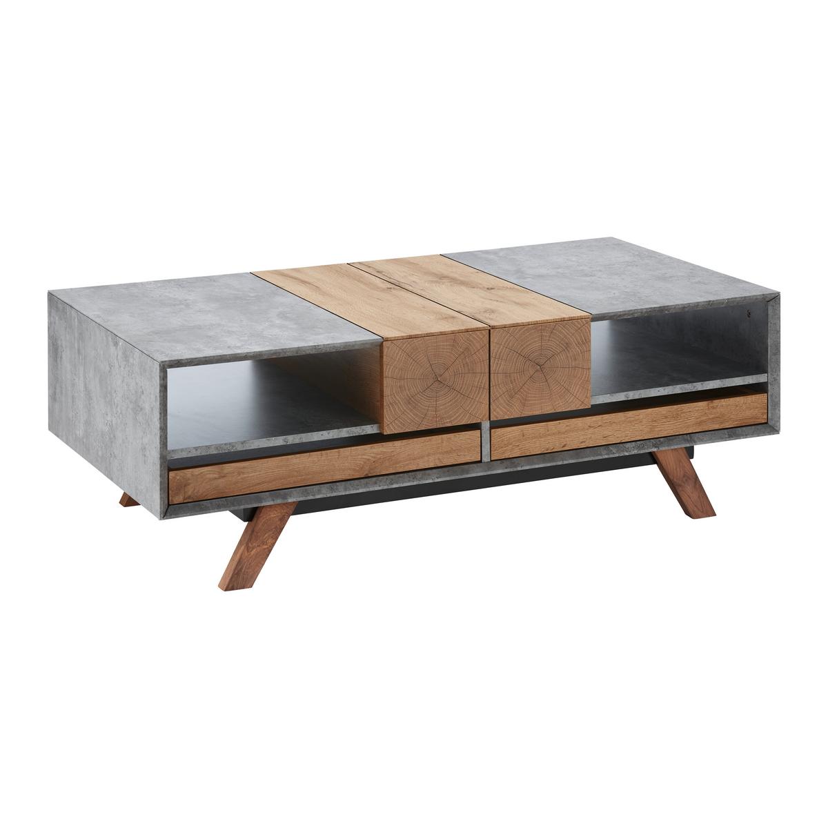 Moderna Klubska Mizica Casper, Barva Betona, Hrasta, Predali - siva/barve hrasta, Moderno, les (120/60/42cm) - Bessagi Home