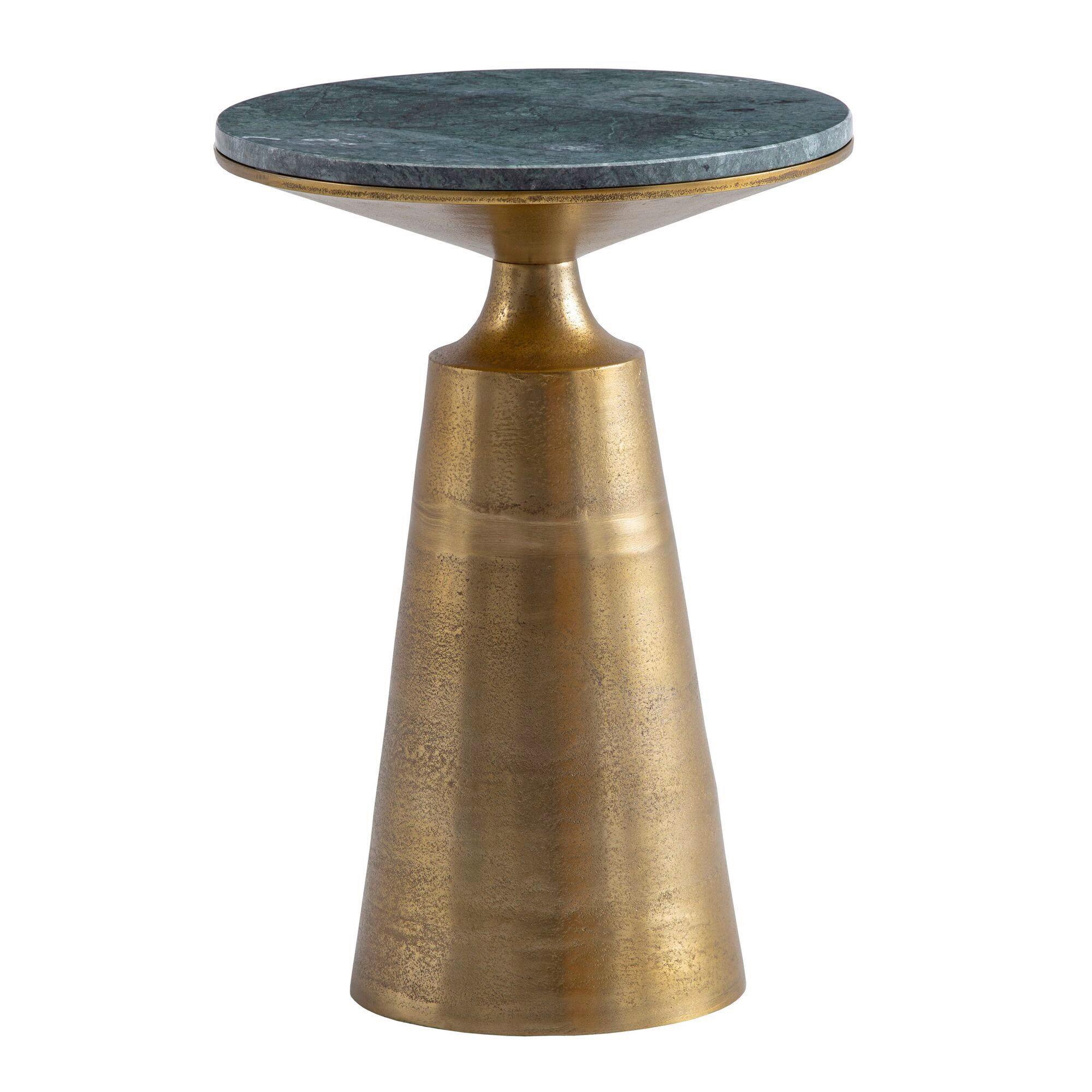 Masă Auxiliară Wl7.209 - auriu/verde, Design, metal/piatră (40/40/56,5cm) - Livetastic