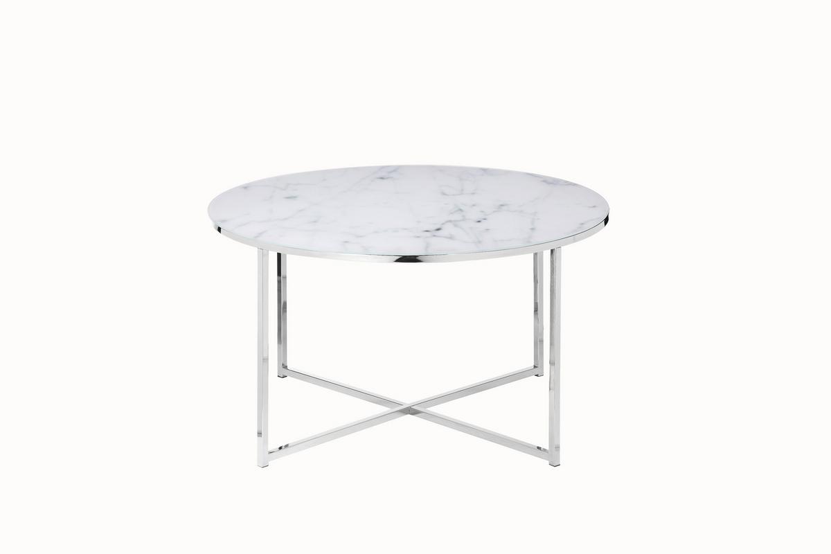 Klubska Miza Marble, Bela - barve kroma/bela, Design, kovina/steklo (80/45cm) - Livetastic