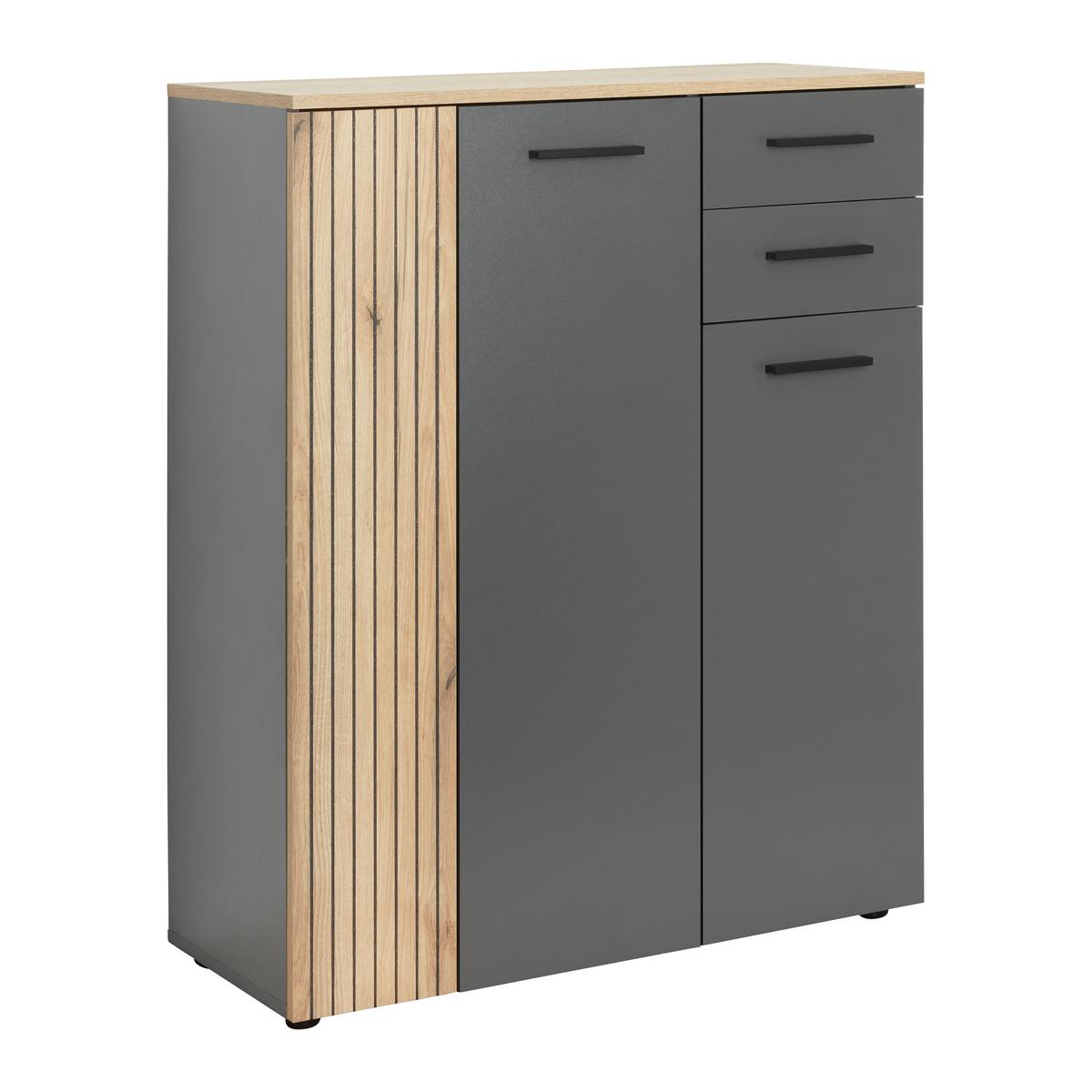 Schuhschrank Cadix Anthrazit/Eichefarben - Eichefarben/Anthrazit, Modern, Holzwerkstoff/Kunststoff (90/110/36cm) - Mömax