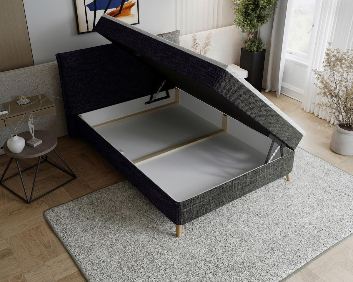 Boxbett Veloria Schwarz ca. 140x200cm - Schwarz, KONVENTIONELL, Textil/Metall (140/200cm) - Based