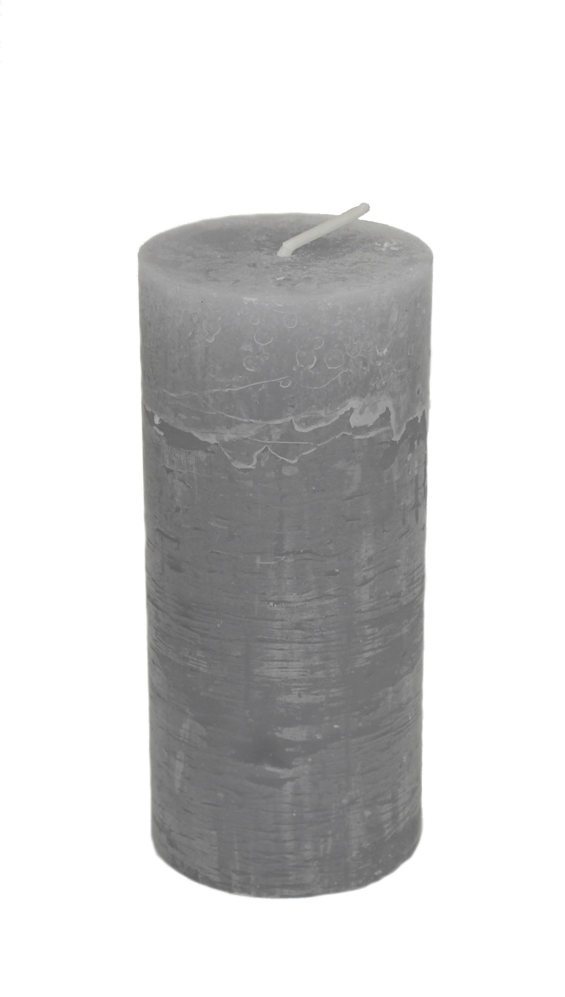 Stumpenkerze Lia Hellgrau - Hellgrau, MODERN (6,8/15cm) - Premium Living