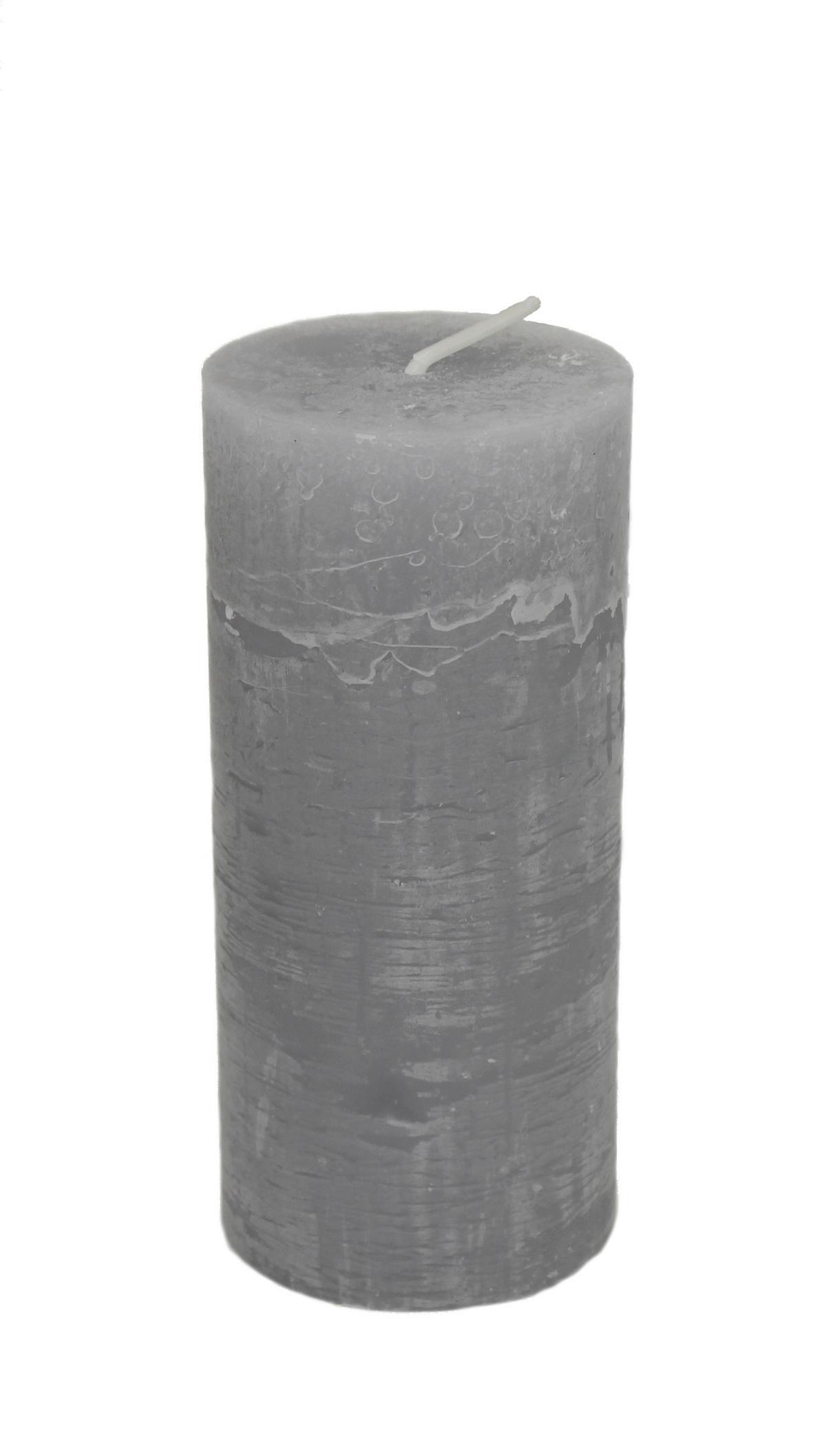 Lumânare coloană Lia - gri deschis, Modern, materiale naturale/textil (6,8/15cm) - Premium Living