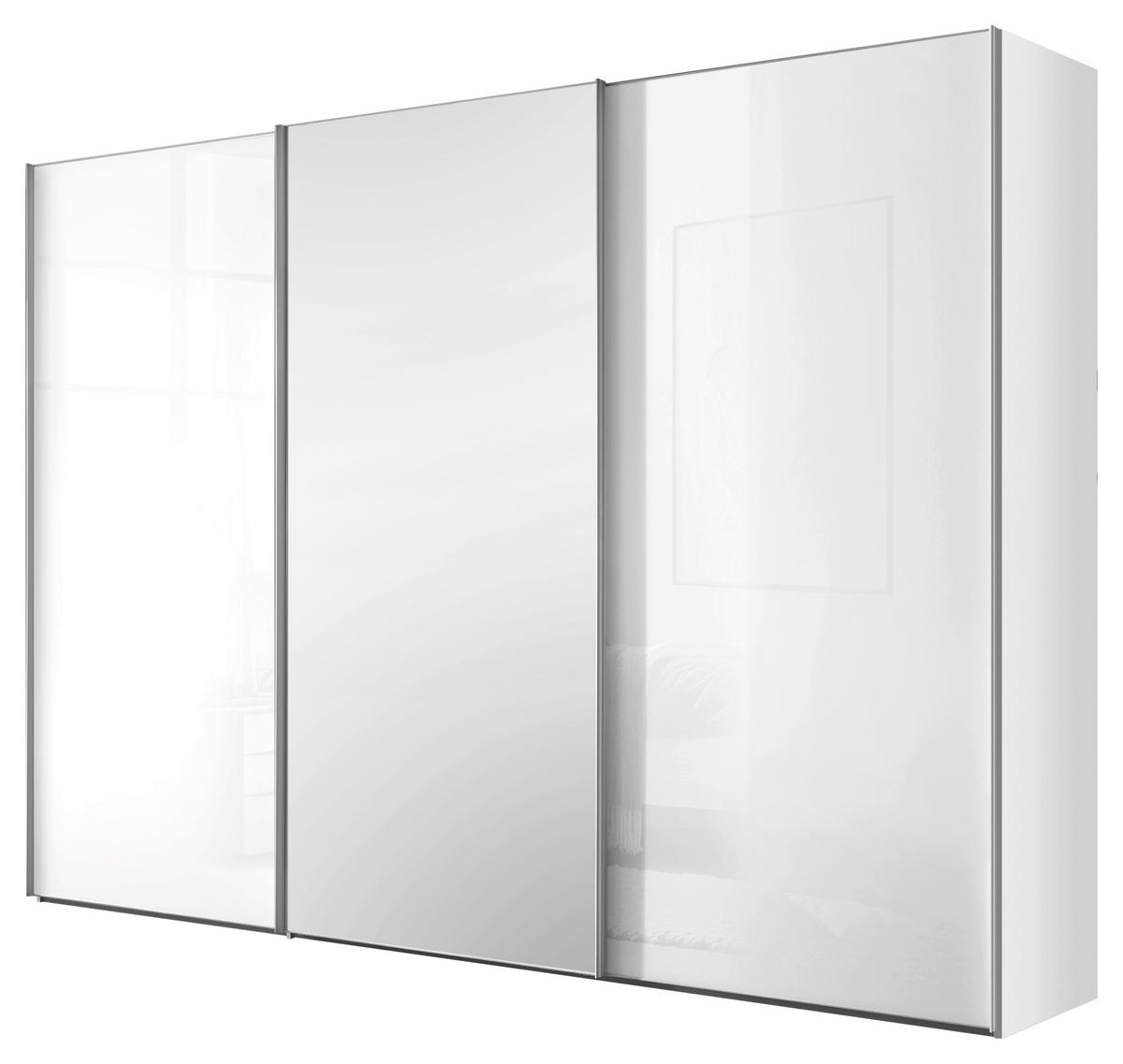 Schwebetürenschrank Lumos Weiss - Weiss/Alufarben, Konventionell, Glas/Holzwerkstoff (298/222/68cm) - Based