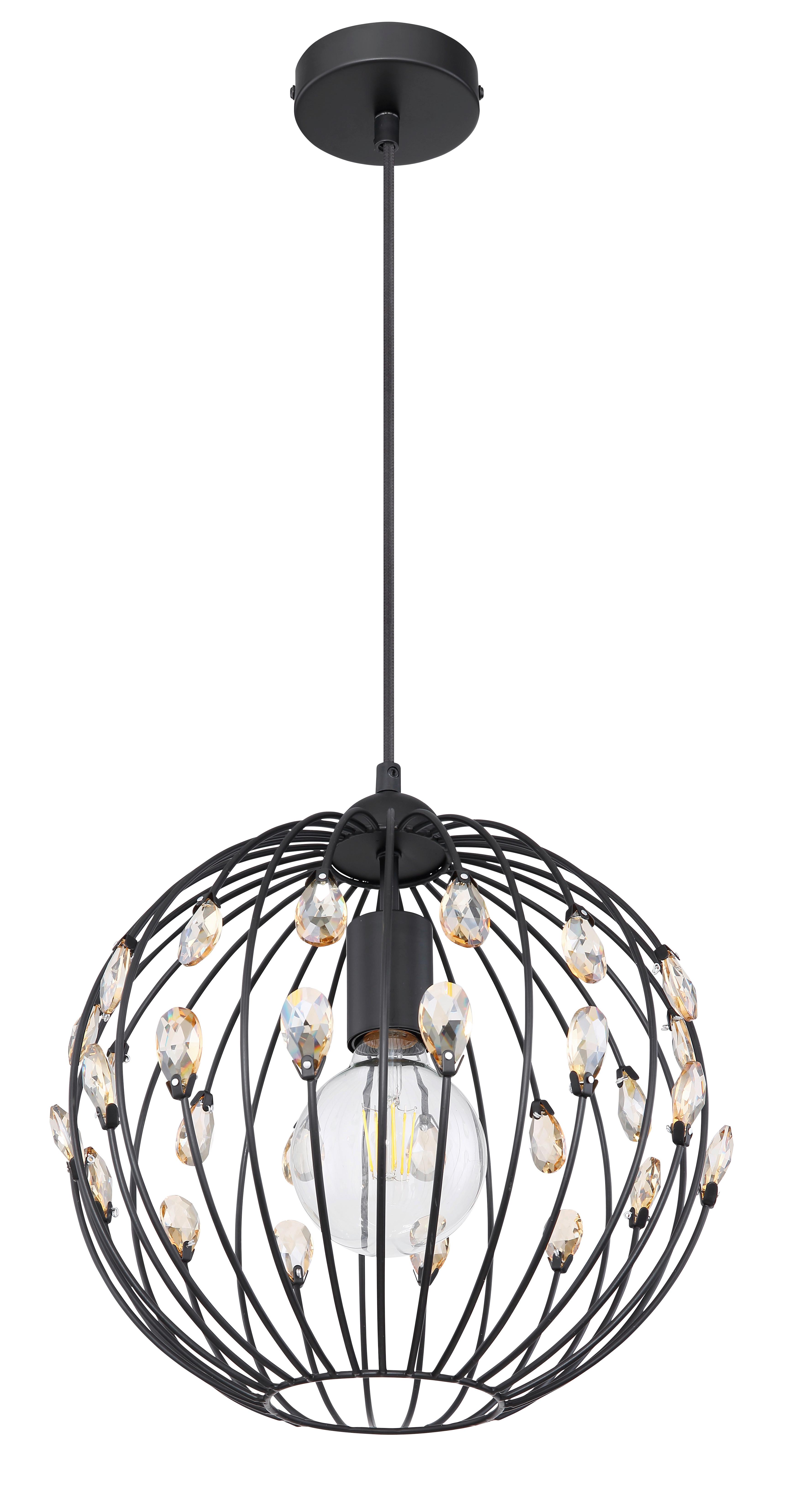 Viseča Svetilka 16029h - črna, Basics, kovina/steklo (30/120cm) - Globo