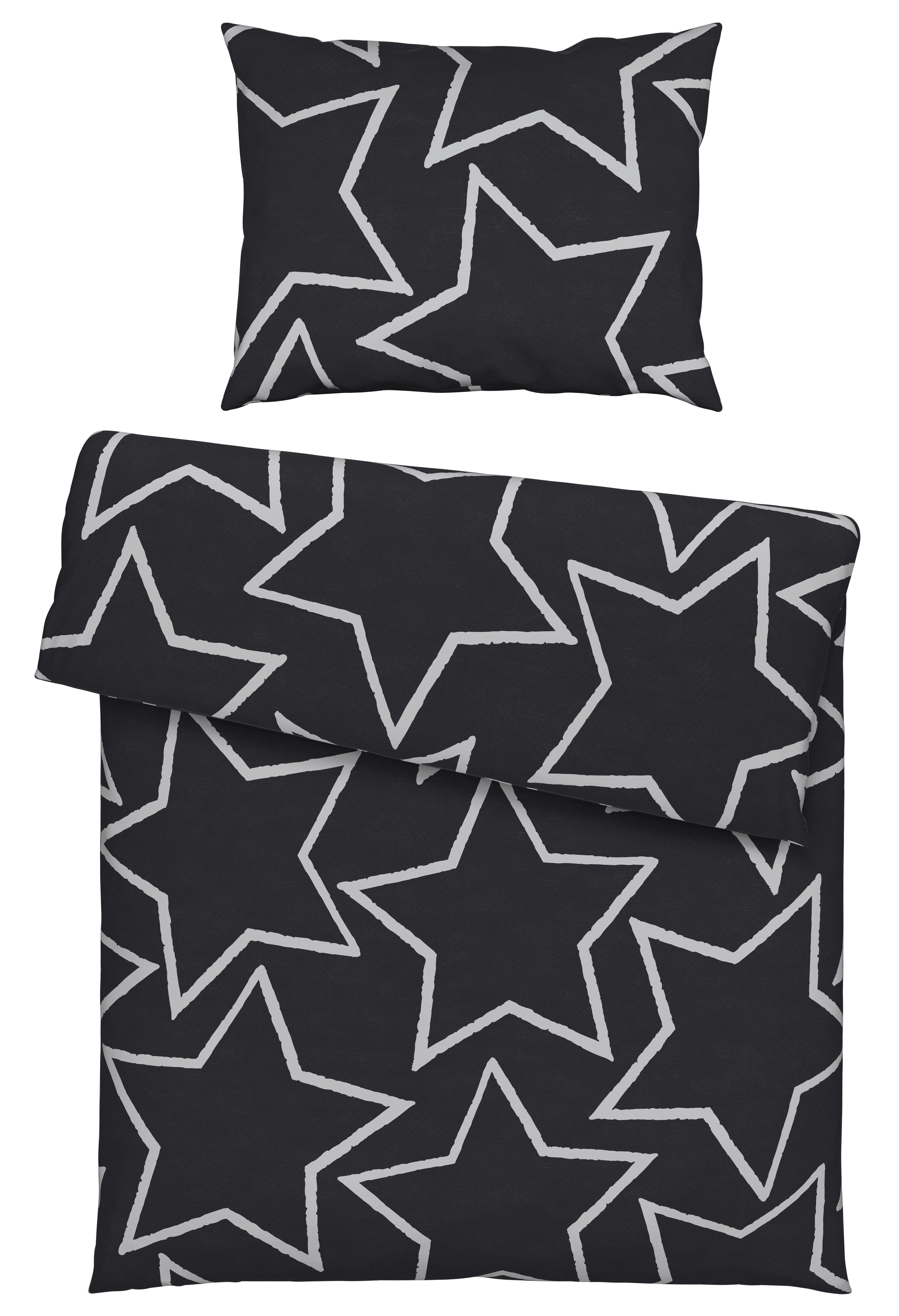 BETTWÄSCHESET BIG STAR - Dunkelgrau, Textil (160/210cm) - Modern Living