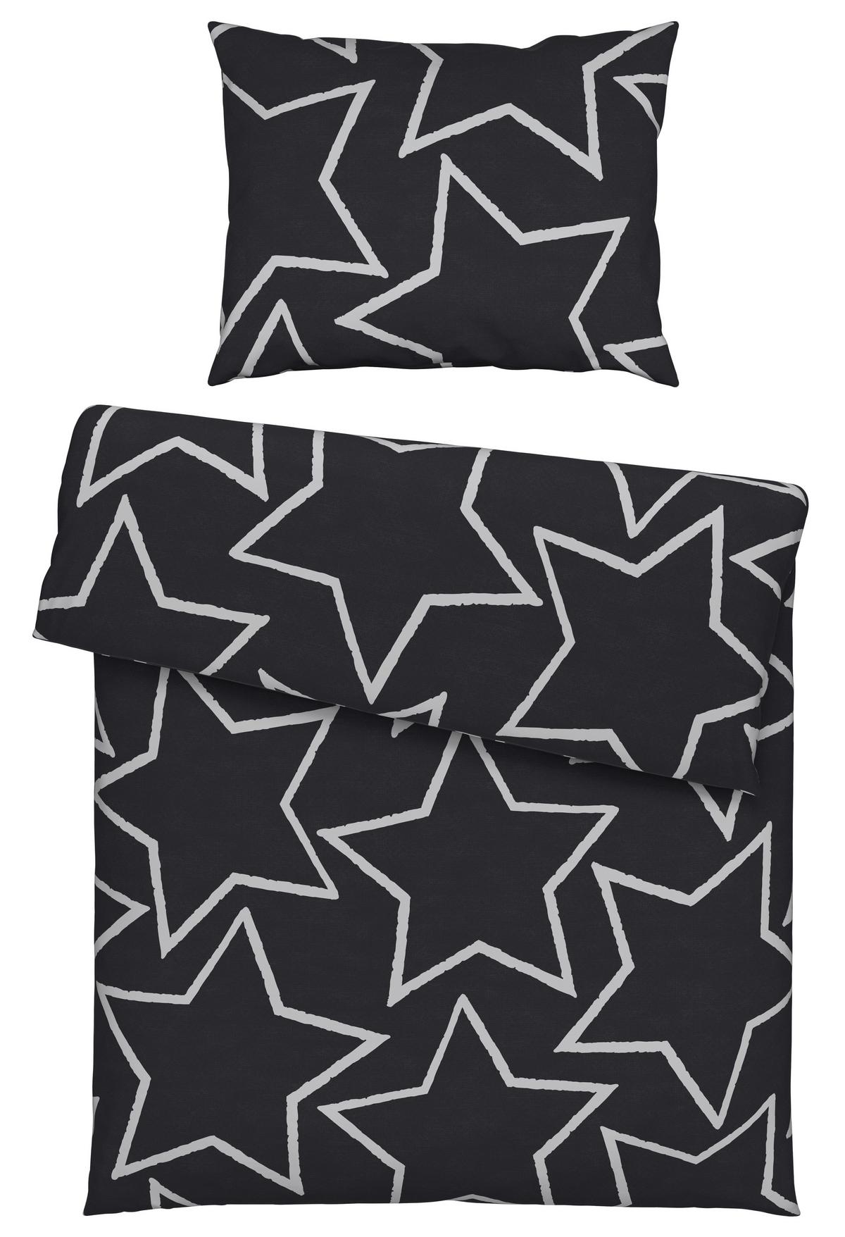 BETTWÄSCHESET BIG STAR - Dunkelgrau, Textil (160/210cm) - Modern Living