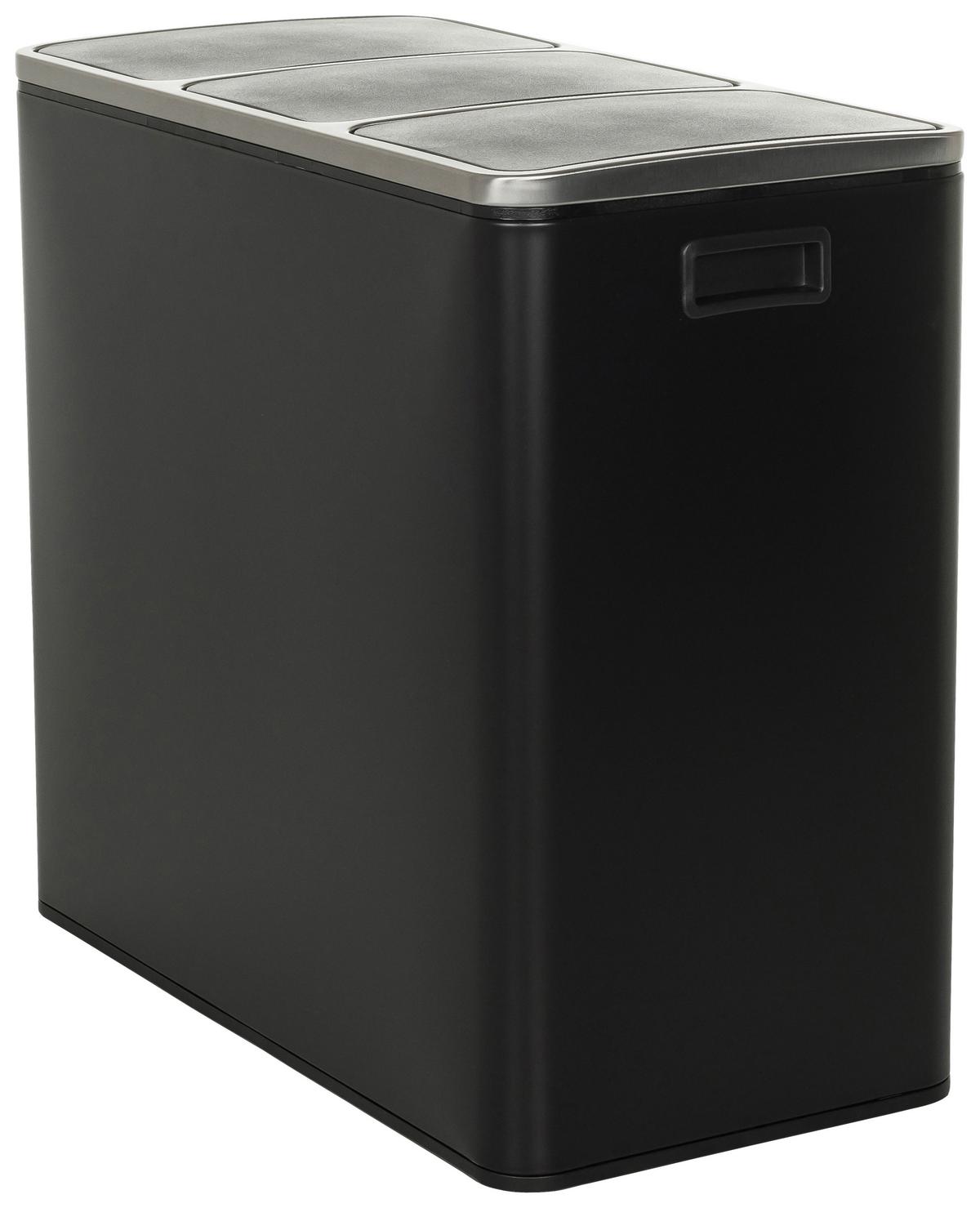 Koš Za Smeti Clean Ix, 3 X 18 L, Črna - črna, Moderno, kovina/umetna masa (61.0/56.0/31.5cm) - MID.YOU