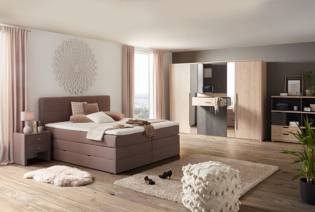 Dulap cu uși rotative Odessa - culoare lemn stejar/ruginiu, Konventionell, material pe bază de lemn (270/208/58cm) - Mömax