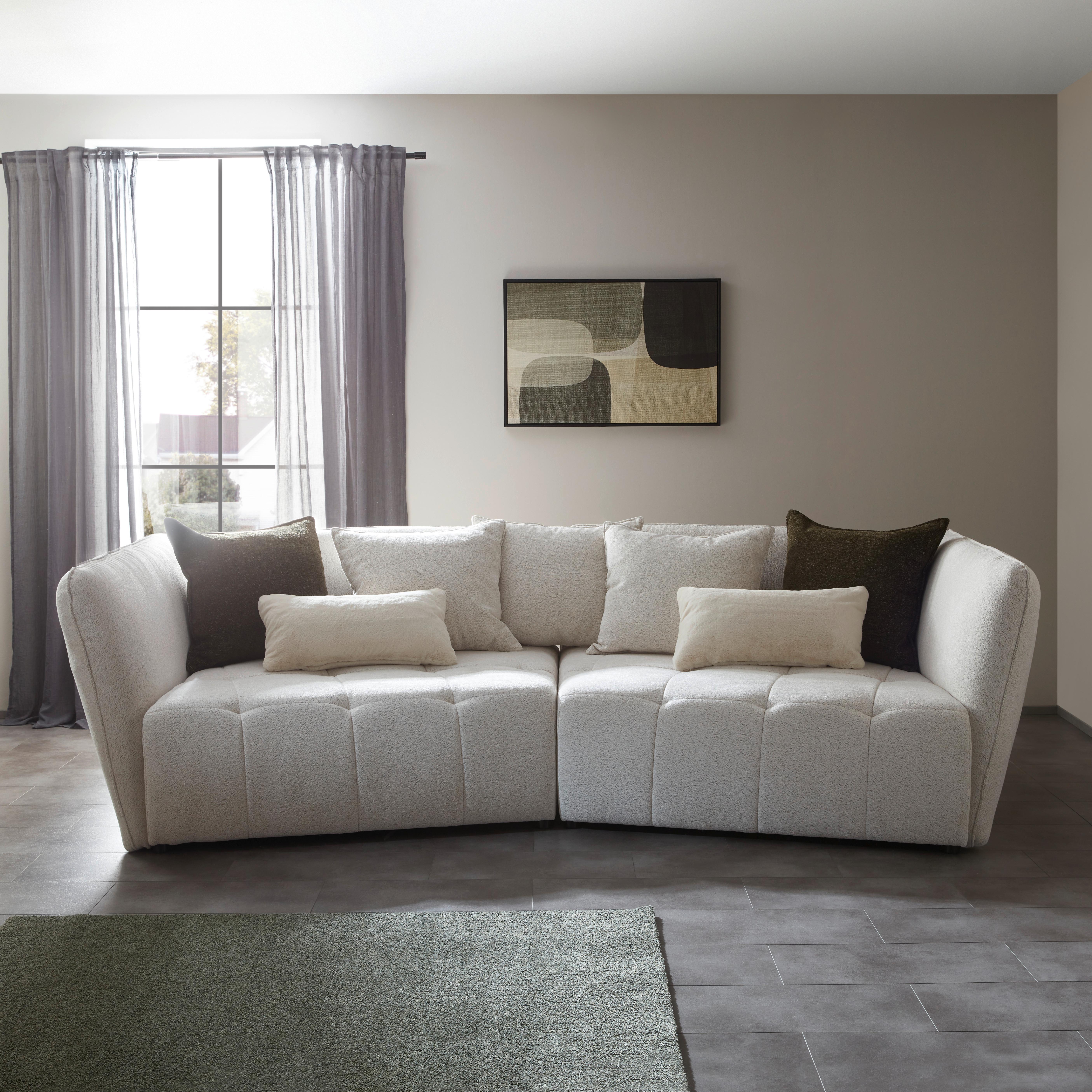 Canapea Boxspring SOFI - verde închis/crem, Modern, textil (294/93/152cm) - Premium Living