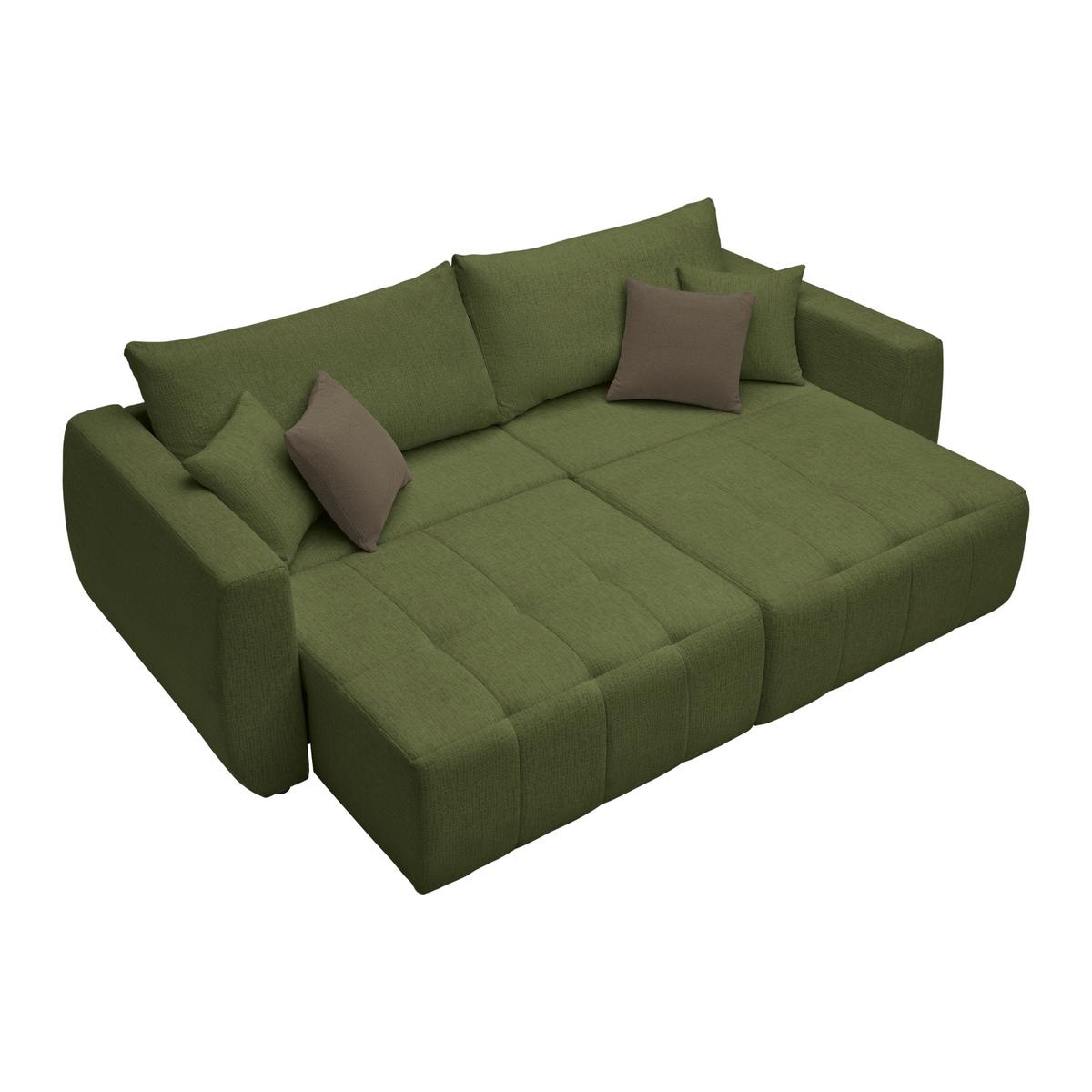 Schlafsofa Bologna Olivgrün - Schwarz/Olivgrün, Kunststoff/Textil (245/74-90/104cm) - Mömax