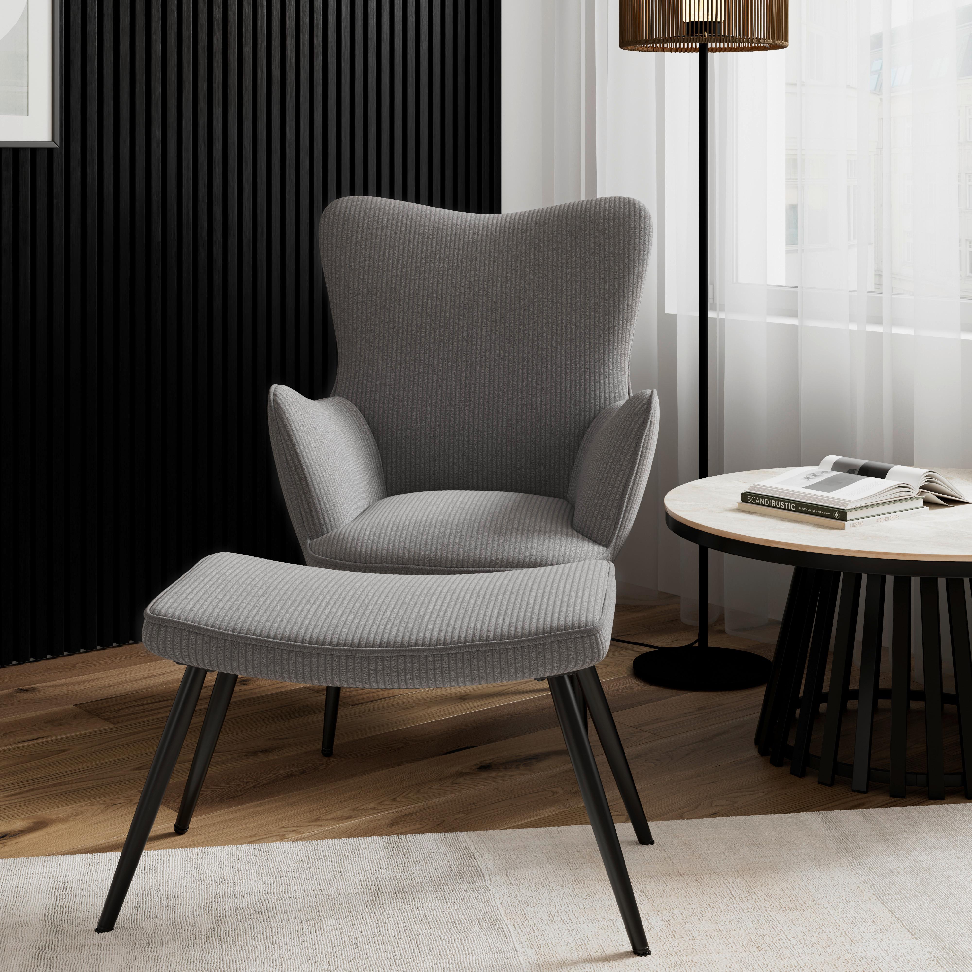 SCAUN DE RELAXARE AURORA - negru/gri, Modern, lemn/metal (68/98/74cm) - Bessagi Home