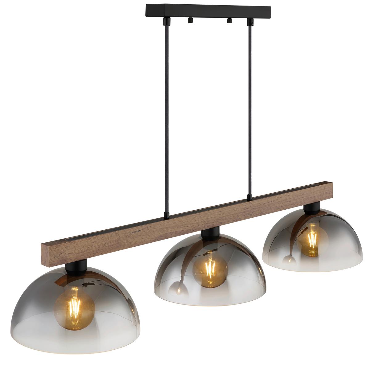 Hängeleuchte 30660346 Romy - Klar/Dunkelbraun, Design, Glas/Holz (114/30/120cm) - Globo