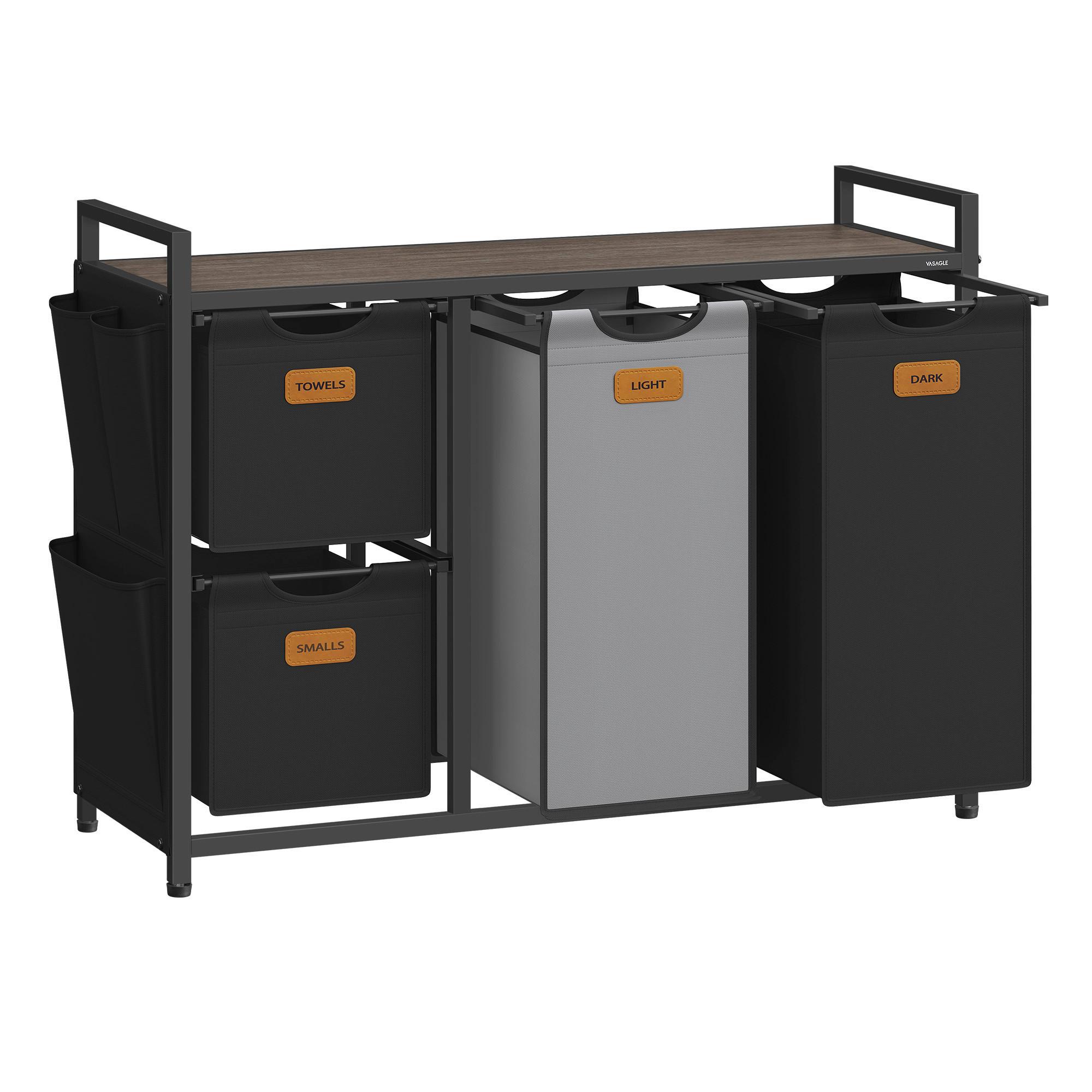 WÄSCHEKORB LUANDRY BASKET - Schwarz/Braun, MODERN, Textil/Metall (98,6/80,5/33cm) - MID.YOU