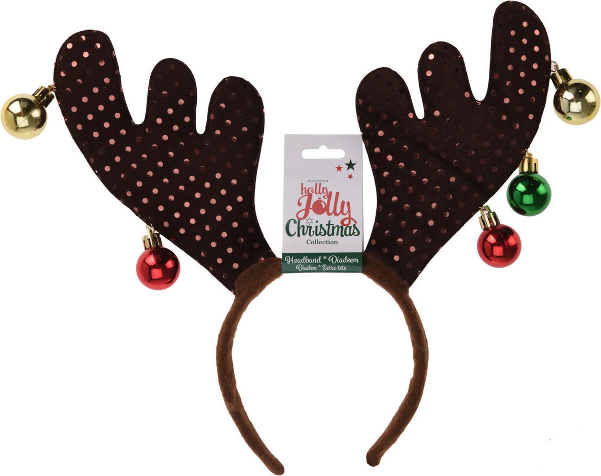 Dekor Hajpánt Reindeer - barna/piros, műanyag/textil (38cm)