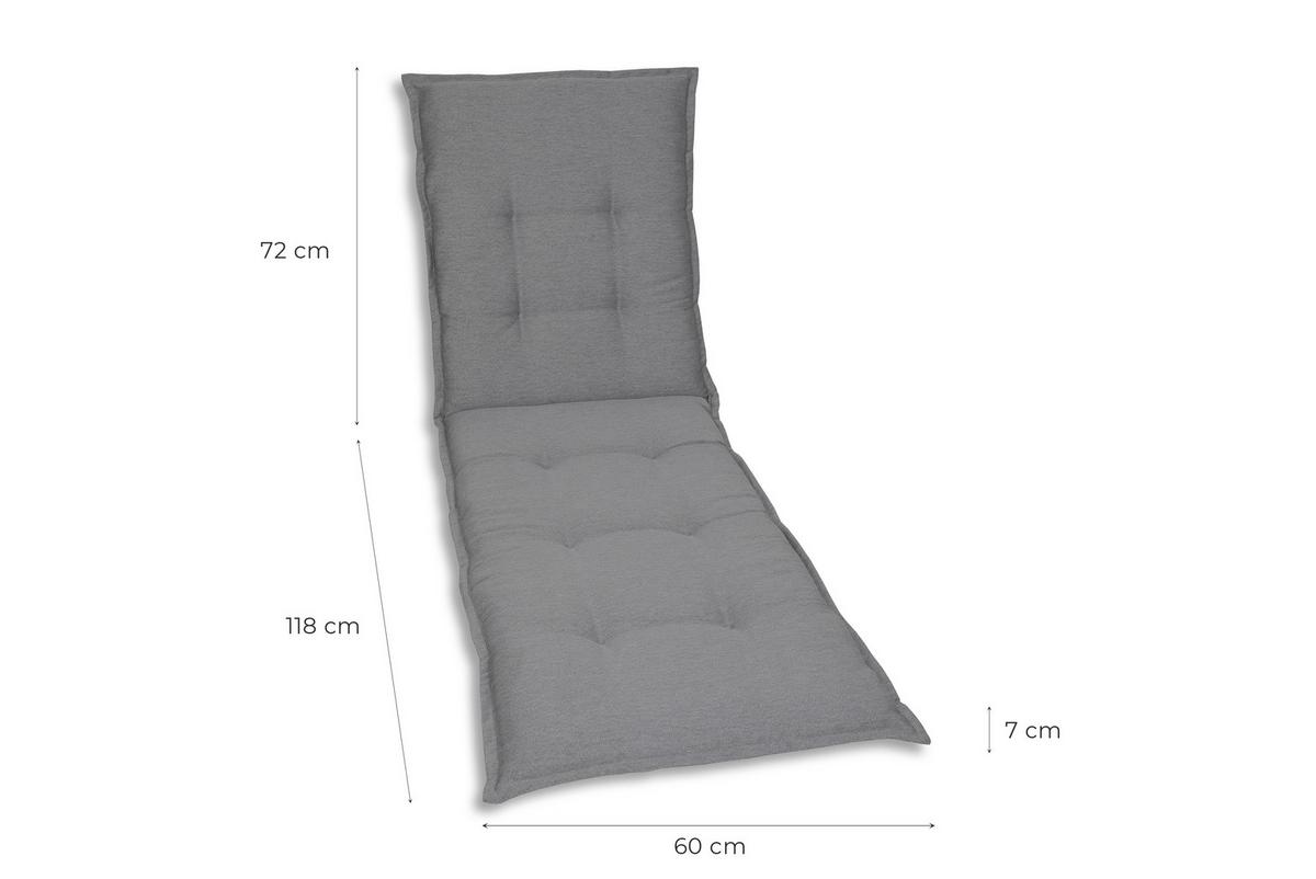 Liegenauflage Hellgrau ca. 60x7x190cm - Grau, Basics, Textil (60/7/190cm)