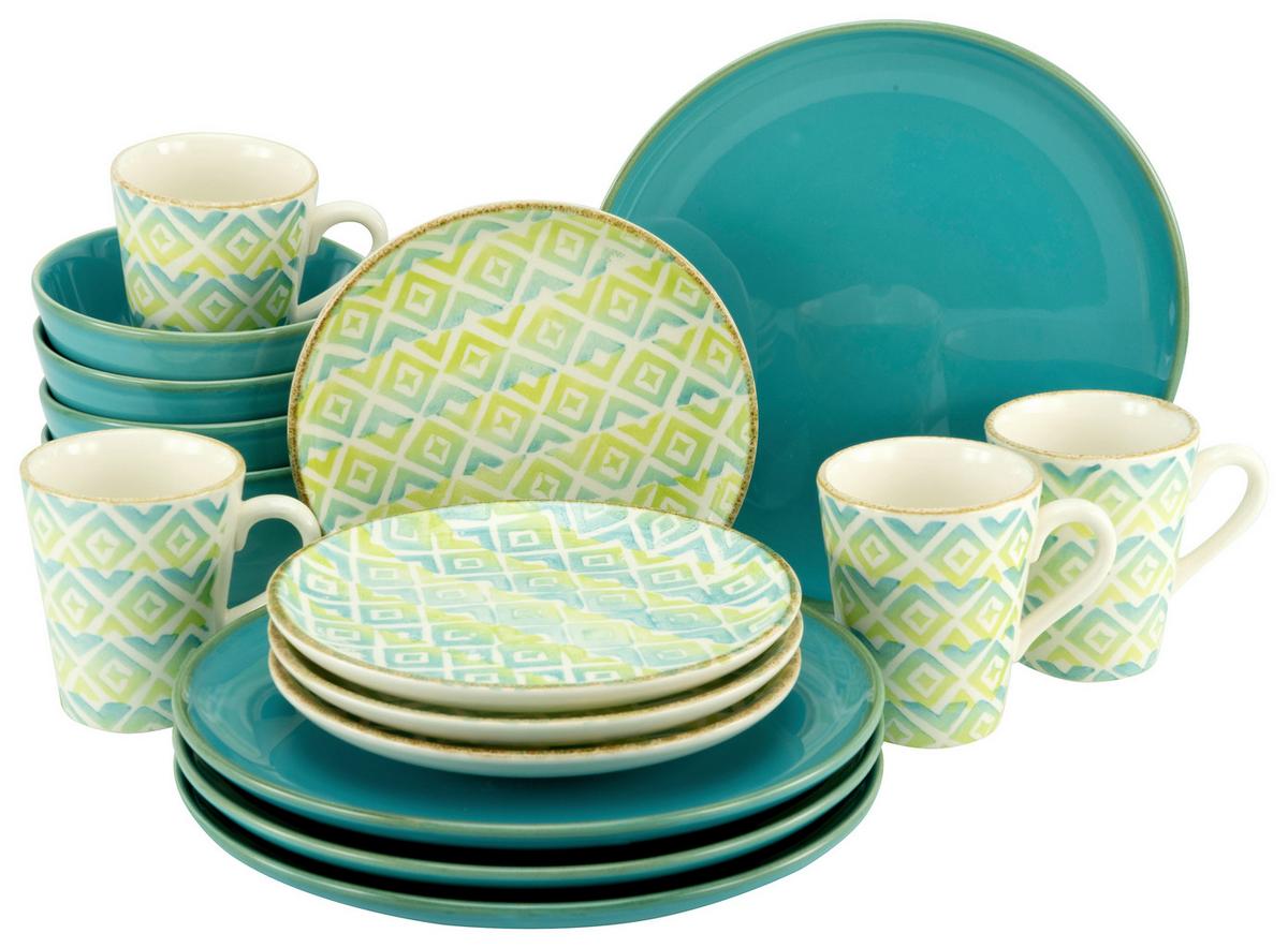 Kombiservice Sevilla Türkis, 16-teilig - Keramik (43,5/26,5/40cm) - Creatable
