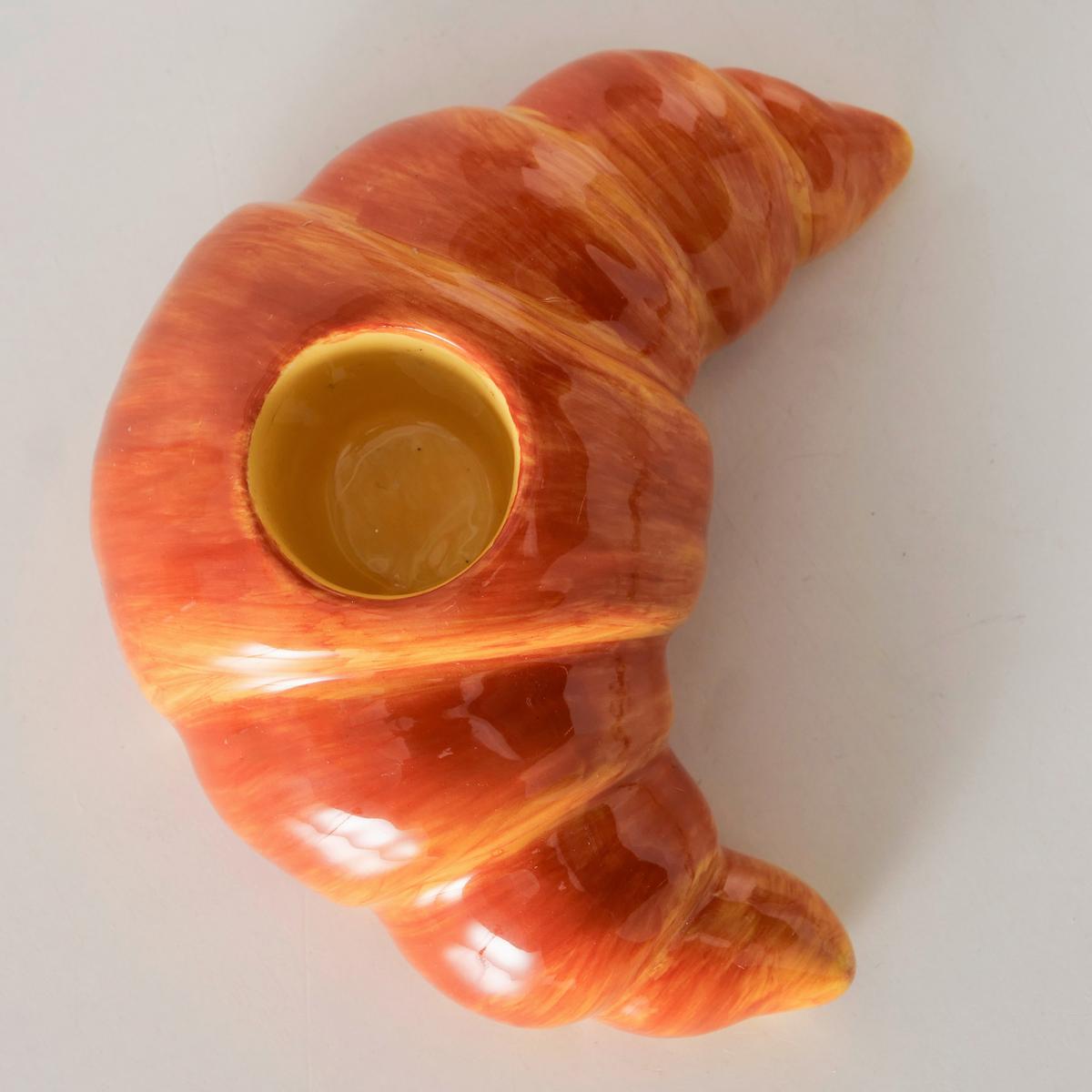 Stabkerzenhalter Croissant Hellbraun - Hellbraun, Basics, Keramik (8,5/7/3,5cm)